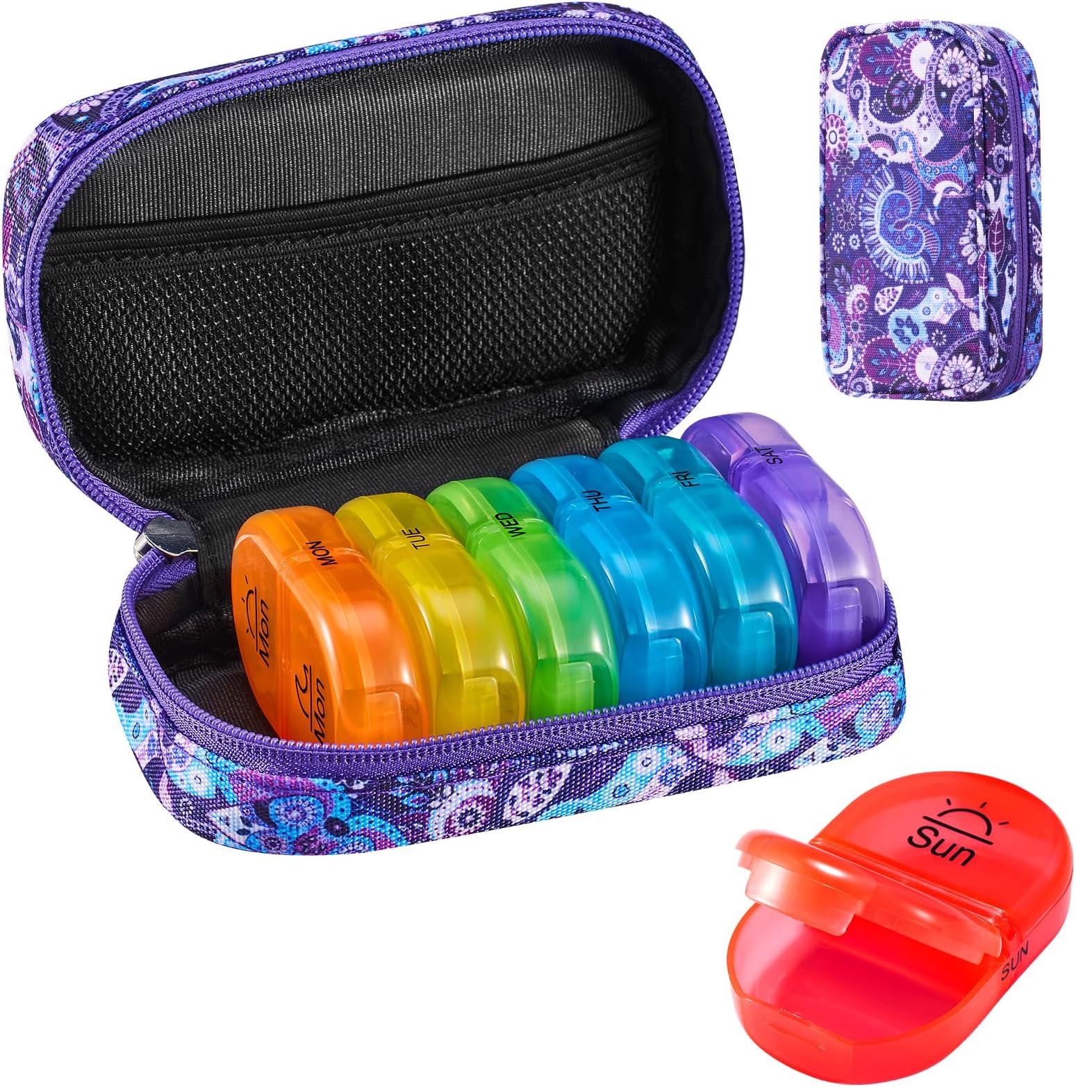 Amazon.com: Serfeymi Weekly Travel Pill Organizer 2 Times A Day AM PM ...