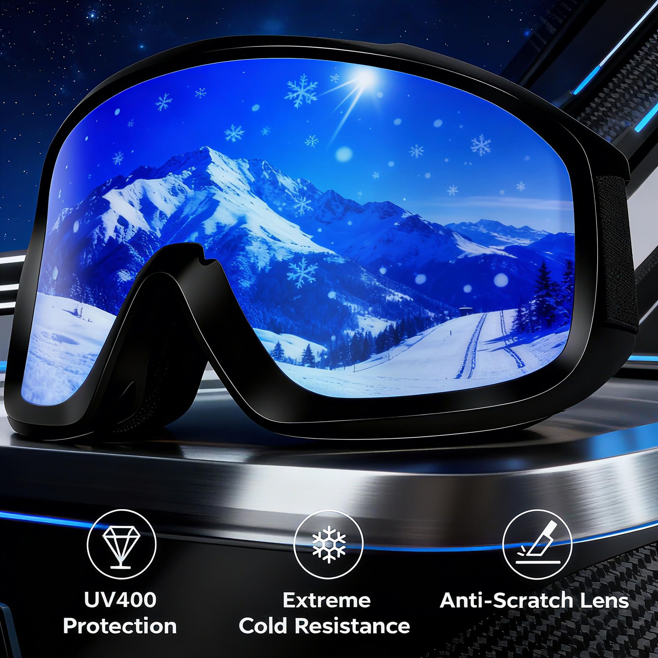 Napzy Gogle narciarskie dla dorosłych - UV400 przeciwmgielne gogle snowboardowe OTG dla mężczyzn i kobiet sprzęt narciarski jazda na nartach wycieczka obowiązkowa