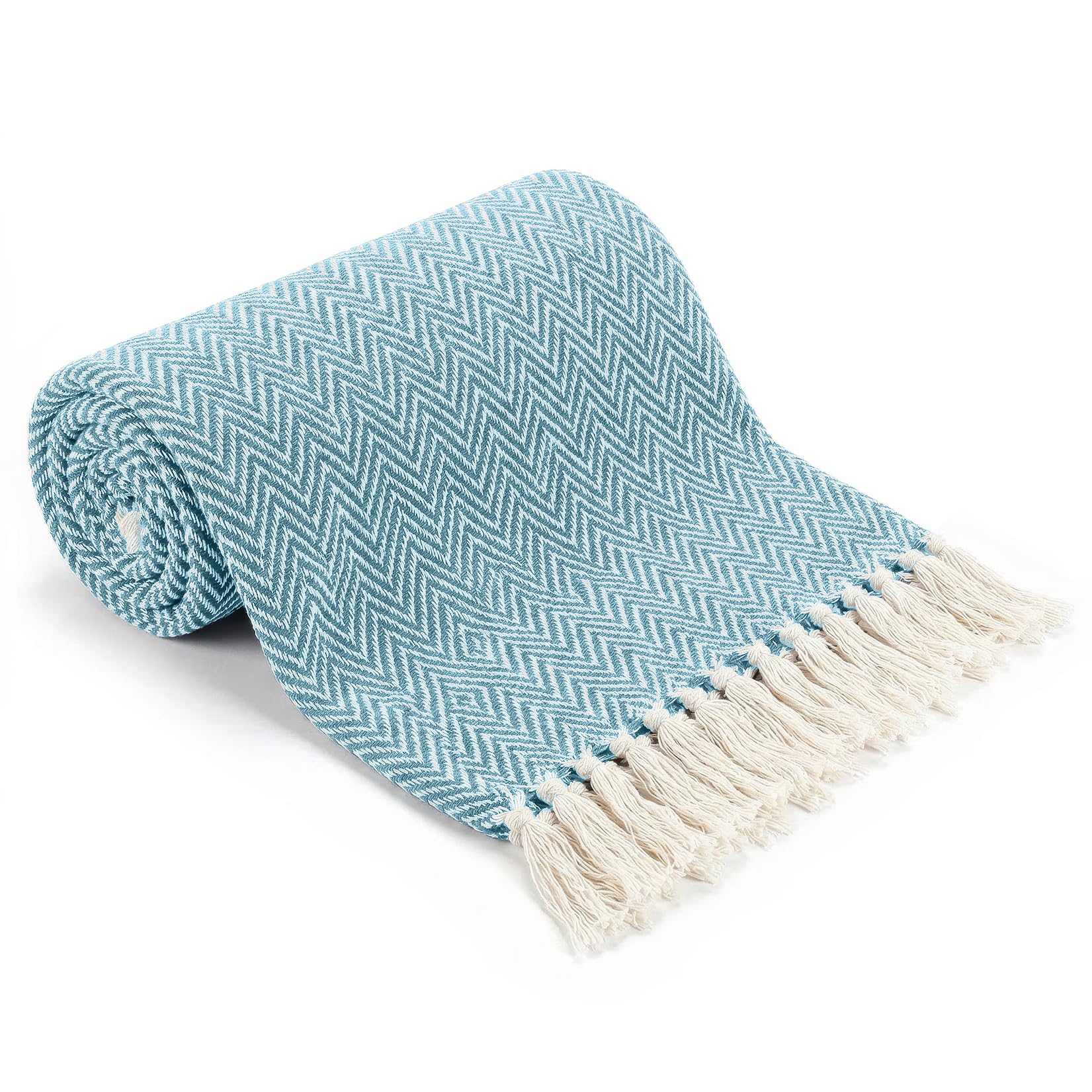 Ehc Teal Throw Blanket, Throws For Sofas Armchairs Sofa Settee Couch Reversible Bed Cover Over Blanket, Single 127 X 152 Cm,