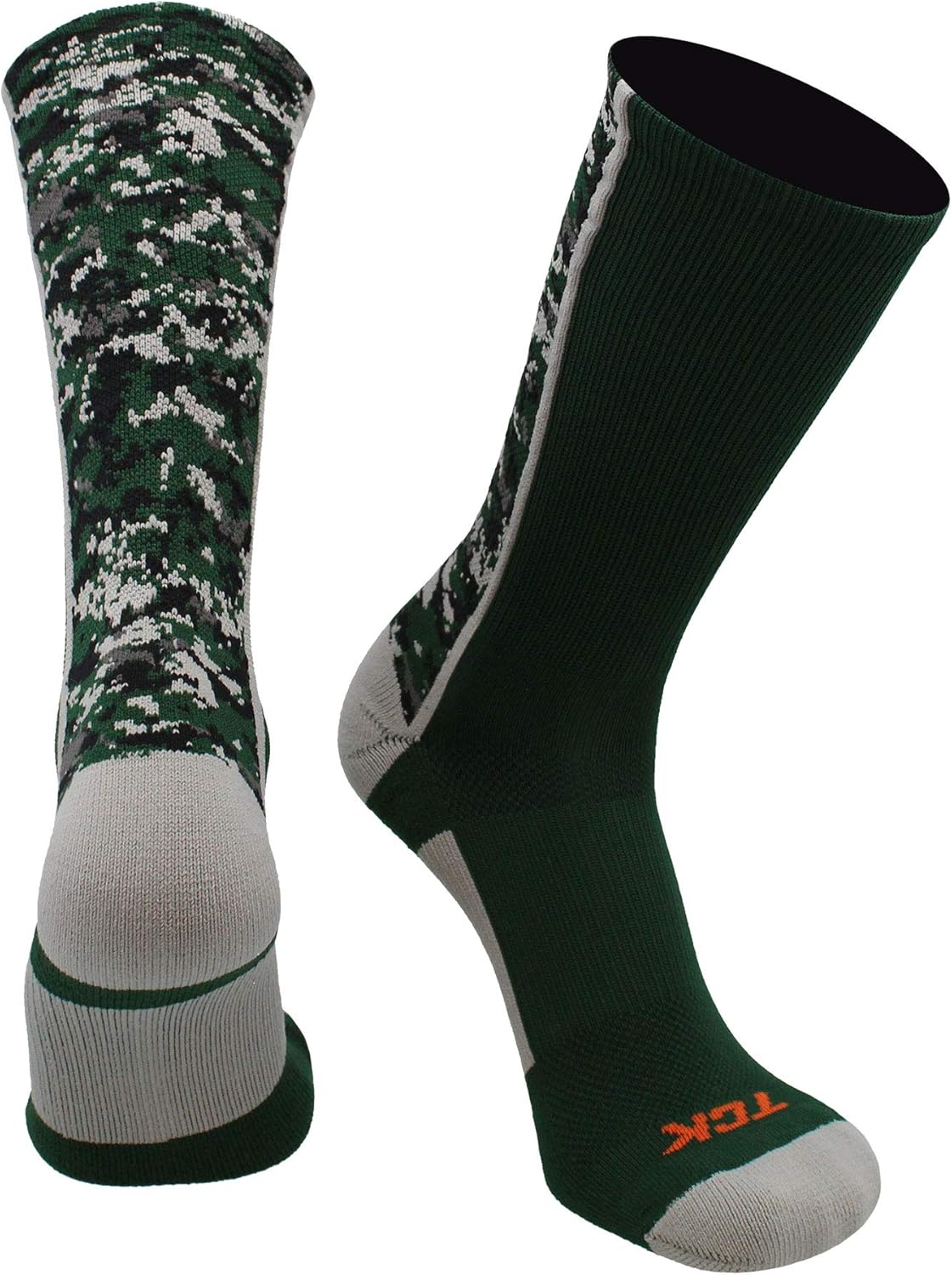 TCK Athletic Crew Socks Digital Camo Football Basketball Lacrosse Dark Green Small