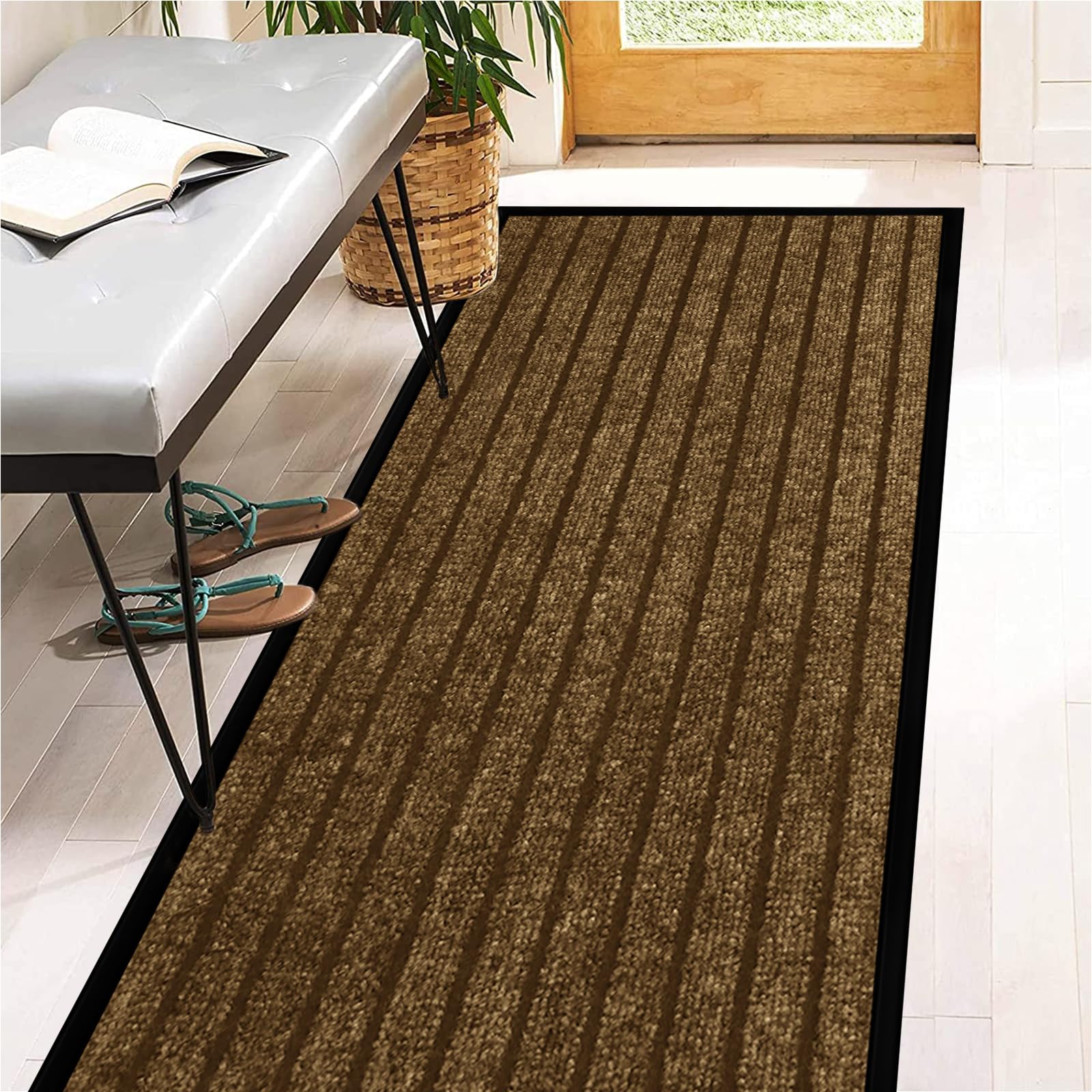 AMEHA Door Mat 80x300cm, Brown - Door Mats Outdoor & Indoor Non Slip Washable Rug Dirt Trapper Heavy Duty Rubber Floor Mat Entrance Rug Super Absorbent Front Doormats