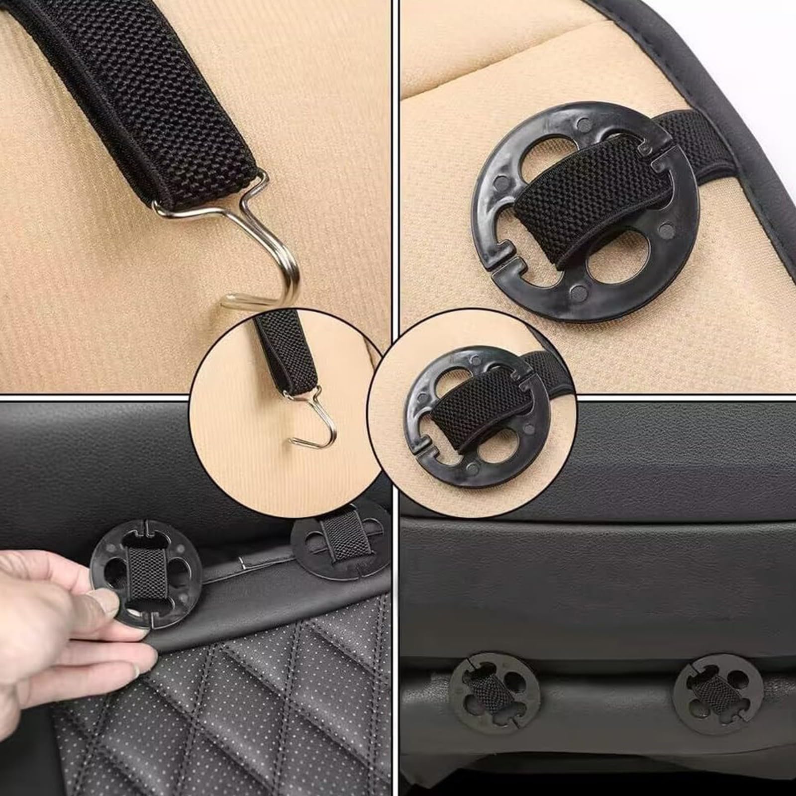 Fundas Asientos Coche para Ford EcoSport, Protector Asiento Coche Cuero, Universales Completo, Suave Transpirable Impermeable, Cobertura Total - Negro