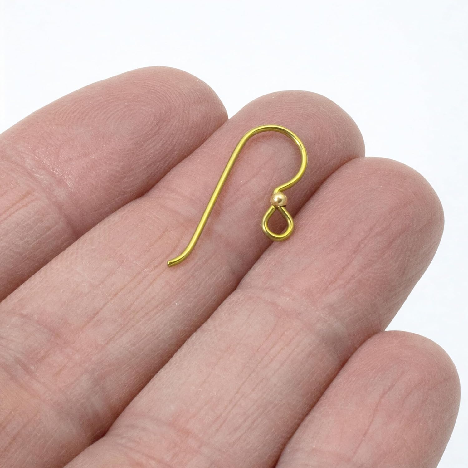 Hypoallergenic Ear Wires, Yellow Niobium with Brass Accent Bead 10-Pack, Sensitive Ears Safe, USA Made for Handmade Earrings