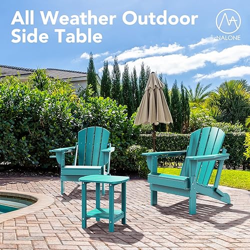 Miniatura 7 de nalone Adirondack - Mesa auxiliar para exteriores de 16.5 pulgadas, mesa auxiliar de plástico HDPE doble Adirondack para patio (Aruba)