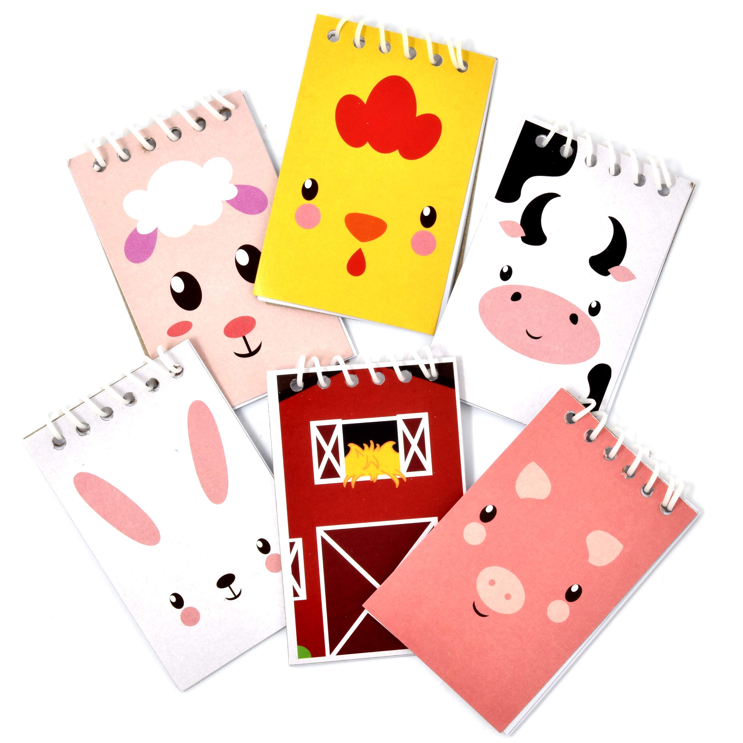 Gift Boutique 48 Count Farm Animal Mini Notepads Barnyard Cowboy Theme Memo Spiral Notebooks Baby Shower Favor Supplies Decor Pig Cow Farmhouse Sheep Rooster Bunny for Kid Boy Girl Classroom Prizes