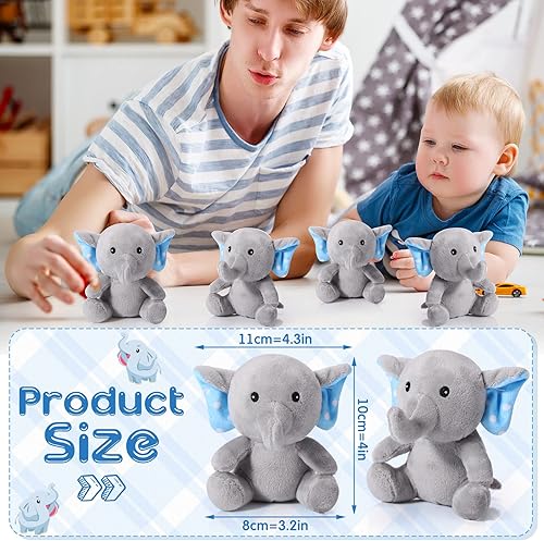 Miniatura 2 de 12 piezas de mini elefante de peluche de 4 pulgadas, pequeños y lindos juguetes de elefante de bosque suave para niños y niñas, decoración de baby