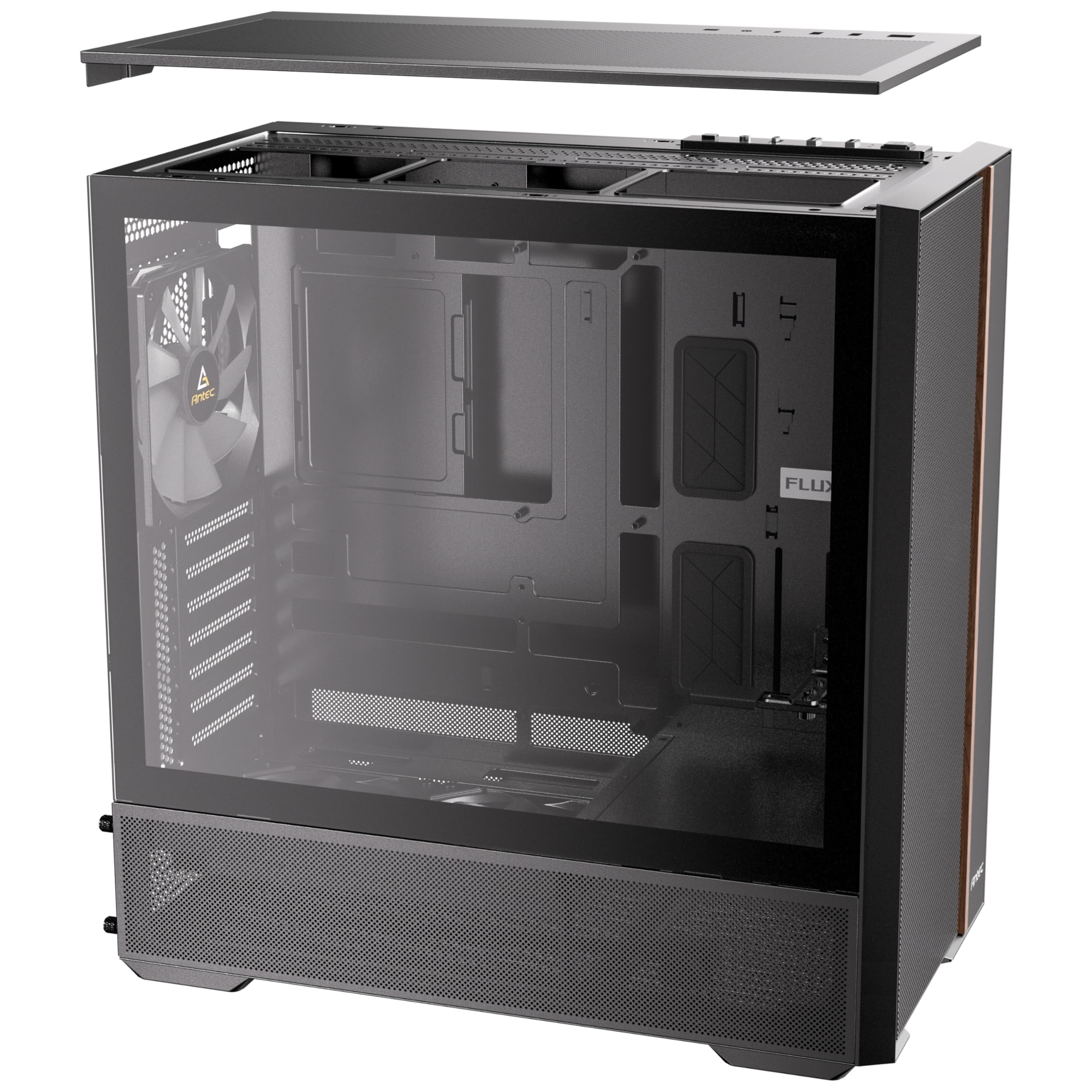ANTEC Flux Rear ATX/Micro-ATX/ITX Boîtier Midi Tower PC, Noir