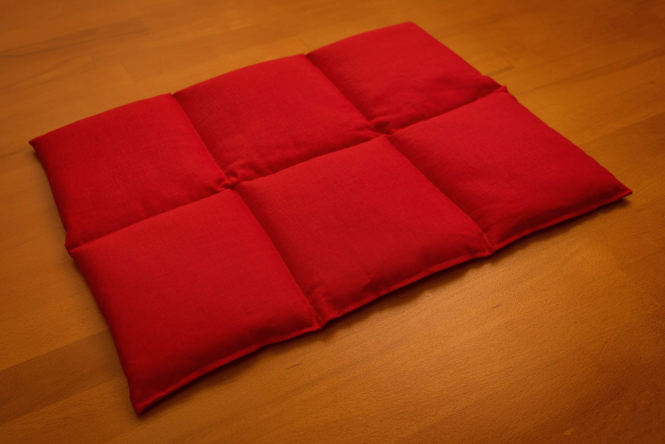 Cuscino termico: Cuscino con semi di colza 40x30 6 compartimenti - rosso - Cotone Bio - Terapia caldo e freddo