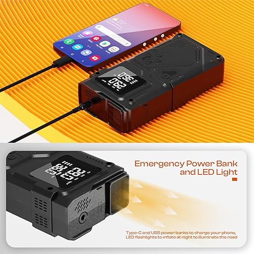 Miniatura 4 de Arrancador con compresor de aire  Batería de coche de 3000 A (todo gasolina10 L diesel), con inflador automático de neumáticos de 150 PSI, paquete