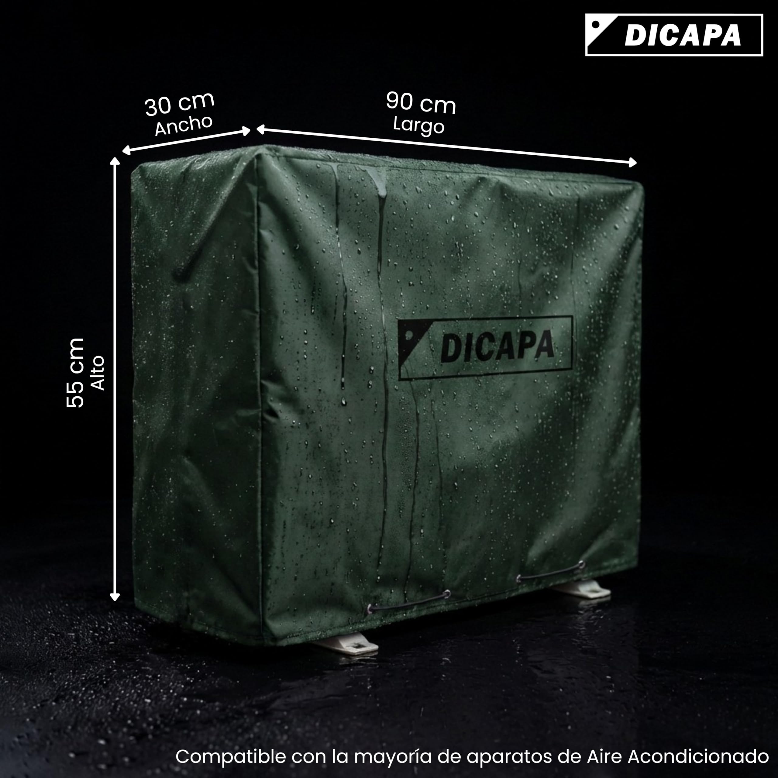 DICAPA Funda Aire Acondicionado Exterior de 90 x 55 x 30 cm. Cubre Aire Acondicionado Exterior Impermeable y Resistente (Verde) — view 2