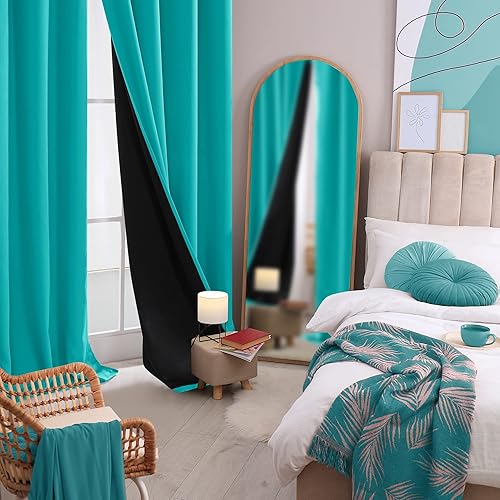 Miniatura 8 de Deconovo cortinas blackout 100% con forro totalmente negro con aislamiento térmico de doble capa, oscurecimiento de la habitación, ahorro de