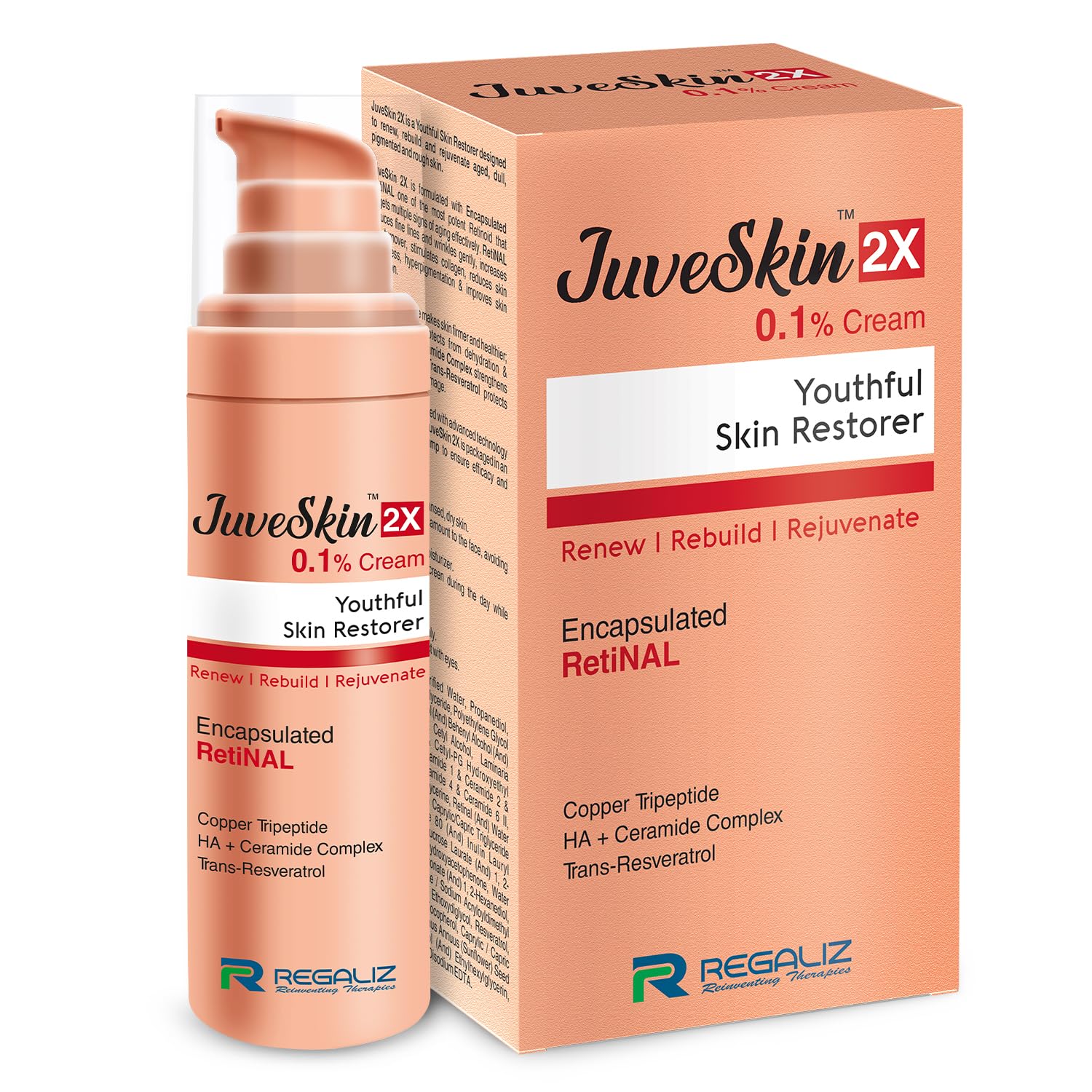 Regaliz JuveSkin 2X 0.1% Retinal Night Cream | Encapsulated Retinal, Copper Tripeptide, Hyaluronic Acid, Ceramide Complex & Trans-Resveratrol | Smooth & Even-Toned Skin | 30 ml-image-37