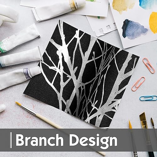 Miniatura 8 de FMFUNCTEX - Cortinas opacas negras, 96pulgadas, estampado de ramas en plateado metalizado, sala de estar, dormitorio, habitación de invitados,