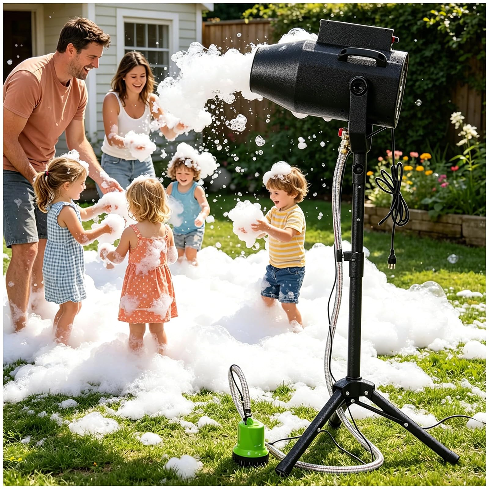 Eastnmythet Foam Machine for Outdoor Parties, Foam Maker for Pool Stage Garden, Bubble Machine for Holiday & Birthday Business Celebrations Black