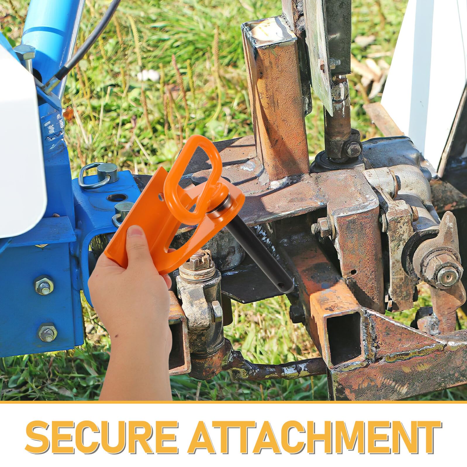 Magnetischer Anhängerkupplungsbolzen für Rasentraktoren Orange Eisen | Gebogene Plattenstruktur, Sichere Befestigung, Widersteht Stößen und Verschleiß