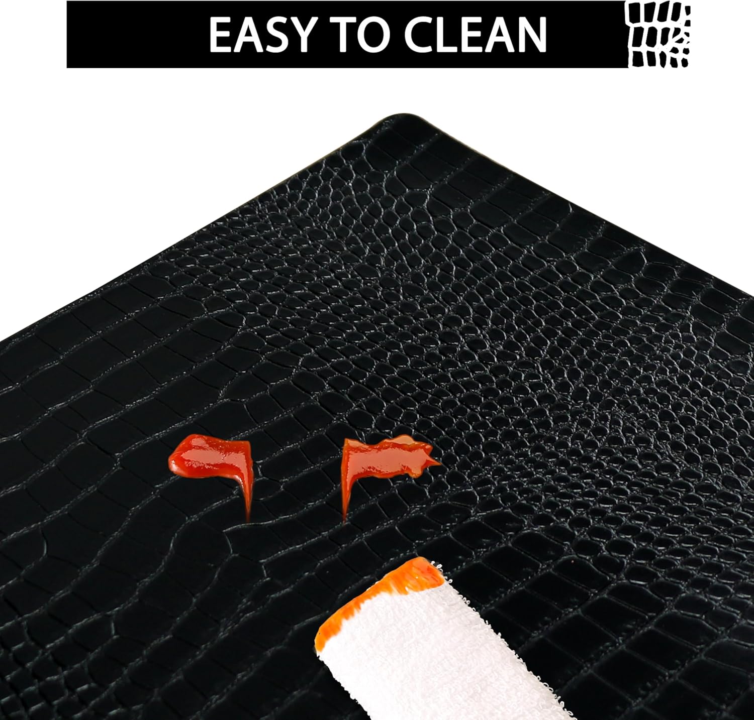 Set of 4 Faux Leather Placemats, PU Table Mats, Waterproof, Stain Resistant, Heat Resistant, Easy to Clean for Kitchen Dining Table,Conference Table