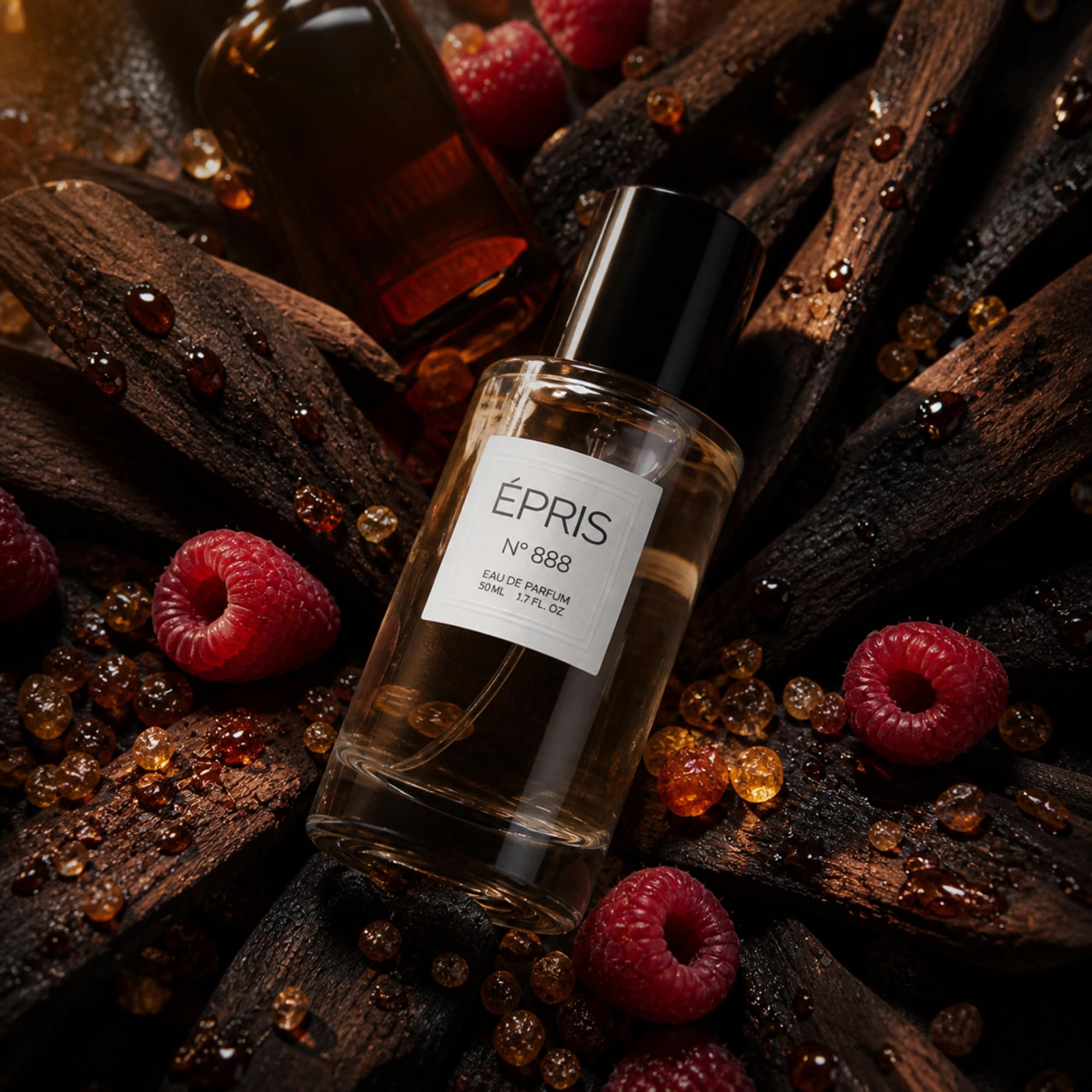 EPRIS Parfum Herren 888 Eau de Parfum 50 ml Himbeere Benzoe Oud Weihrauch rauchig fruchtig süß warm intensiv langanhaltend maskulin luxuriös Herbst Winter Duft Statement Parfum