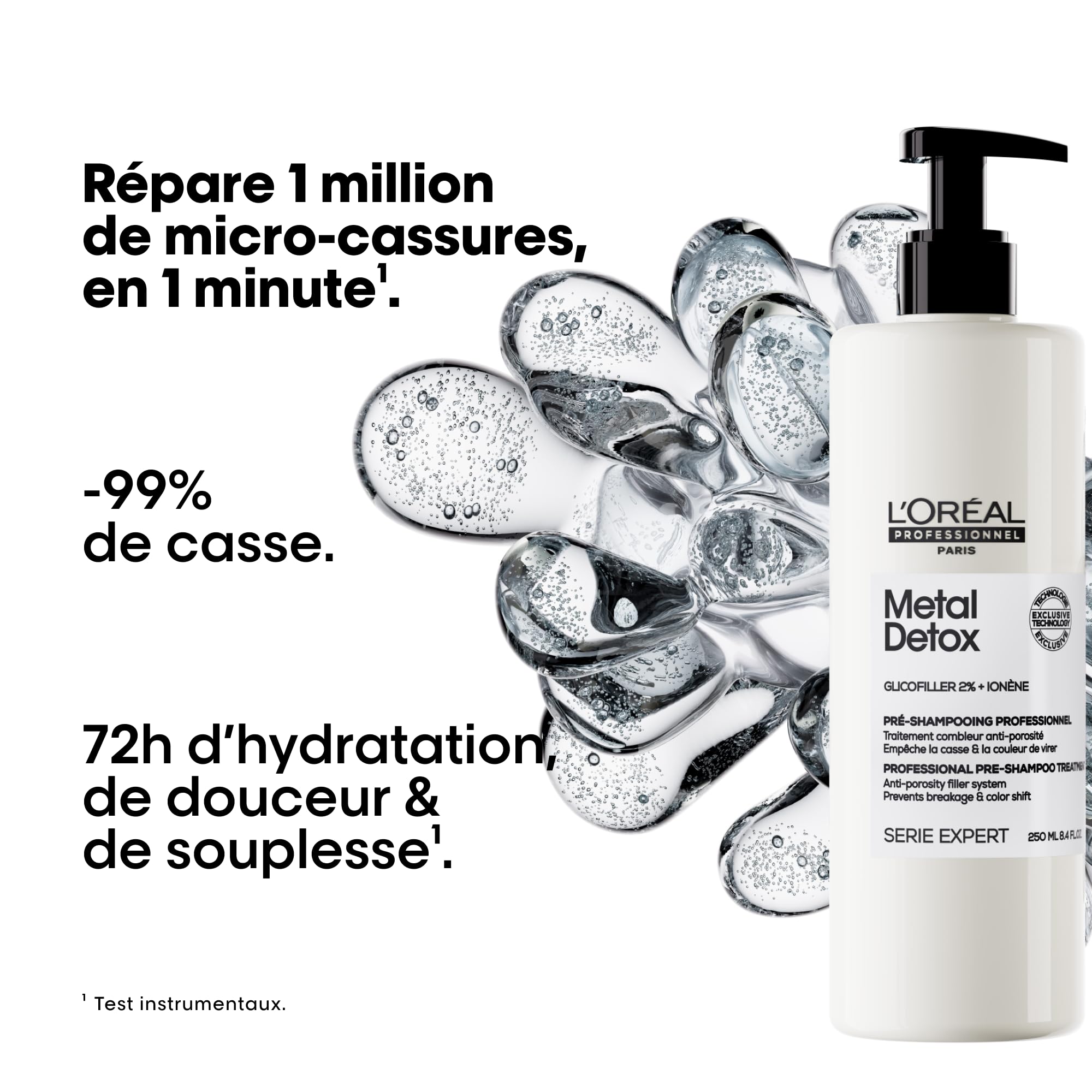 L'OREAL PROFESSIONNEL - Routine Pour Cheveux Abîmés & Cassants - Metal Detox - -99% de Casse - Cheveux Hydratés & Brillants - Pré-Shampoing (250ml) + Shampoing (300ml) + Huile (50ml)
