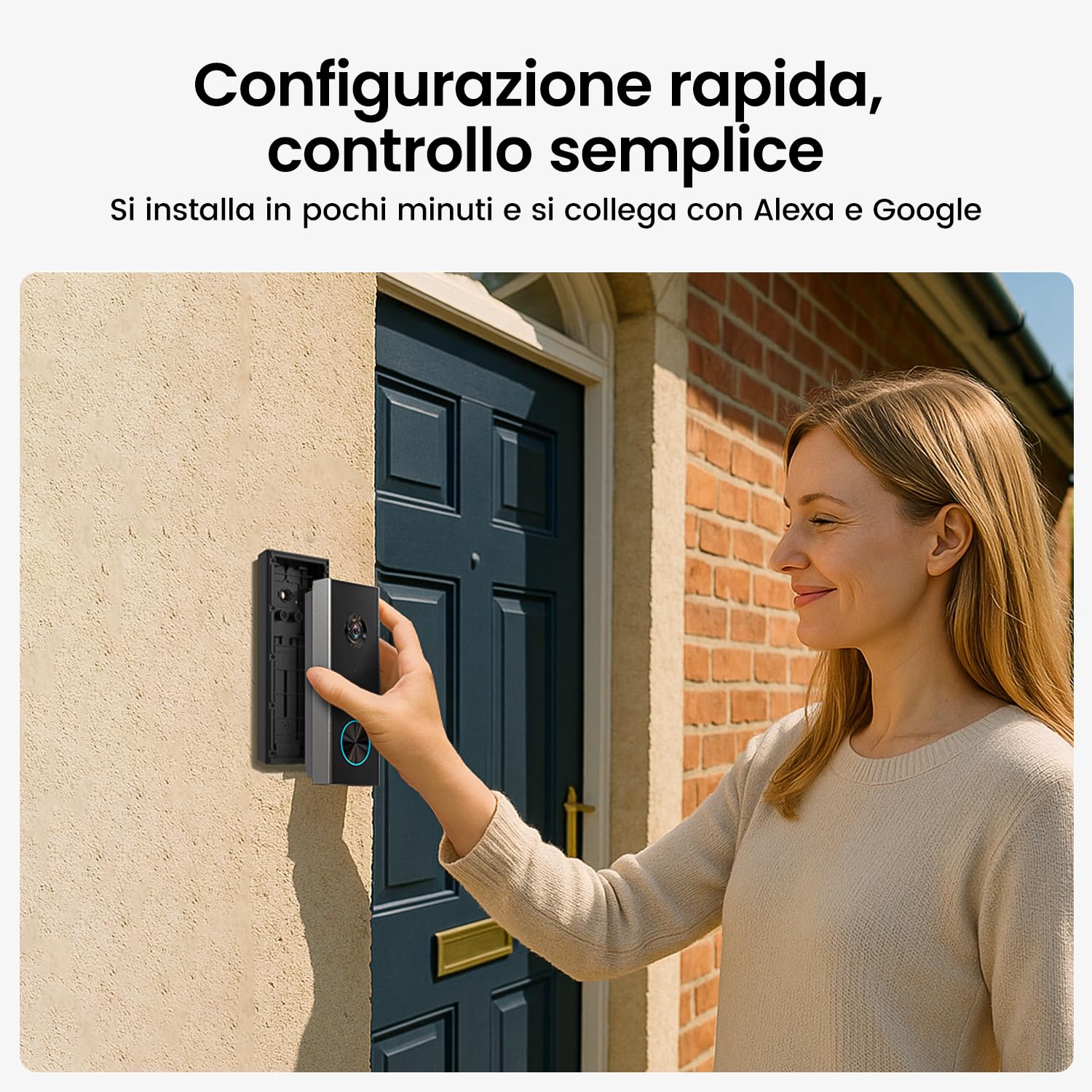 aosu 2K Videocitofono con Riconoscimento IA, Audio Bidirezionale | Batteria 180 Giorni, compatibile con Alexa, Wi-Fi 2,4 GHz, IP65 resistente alle intemperie, per casa e giardino