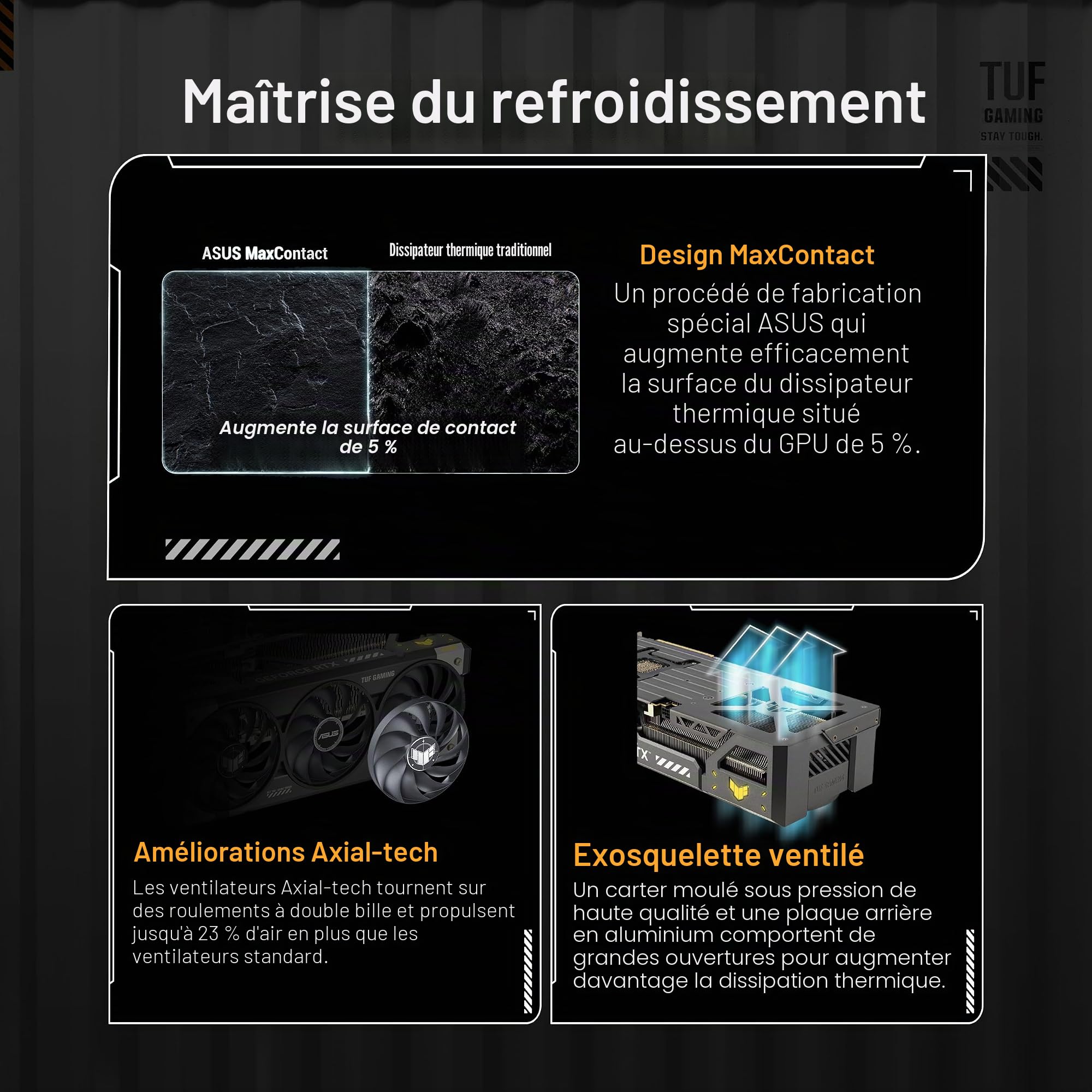 ASUS TUF Gaming GeForce RTX 5070 Ti 16 Go GDDR7 OC Edition Carte graphique de jeu (PCIe 5.0, HDMI/DP 2.1, fente 3.125, composants de qualité militaire, revêtement PCB protecteur, ventilateurs
