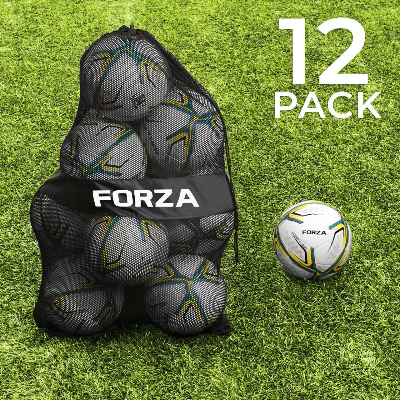 FORZA Pallone Da Calcio E Borsa - Set Di Palloni Di Varie Taglie | Palla Calcio Con Sacco In Rete Incluso | Ampia Gamma Di Palloni Per Partite, Competizioni Ed Allenamento | Attrezzatura Calcio
