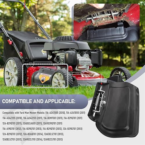 Miniatura 4 de 987-02516A - Tapón de mantillo con bisagras para MTD, Troy-Bilt, CUB Cadet de 21 pulgadas con pasador de bisagra 747-0710A y resorte de torsión