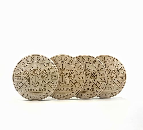 OUIJA BOARD Wood Engraved Coaster Set of 4 - Handcrafted Mystical Drink Mats for Occult and Supernatural Enthusiasts - Vintage Style Eco-Friendly