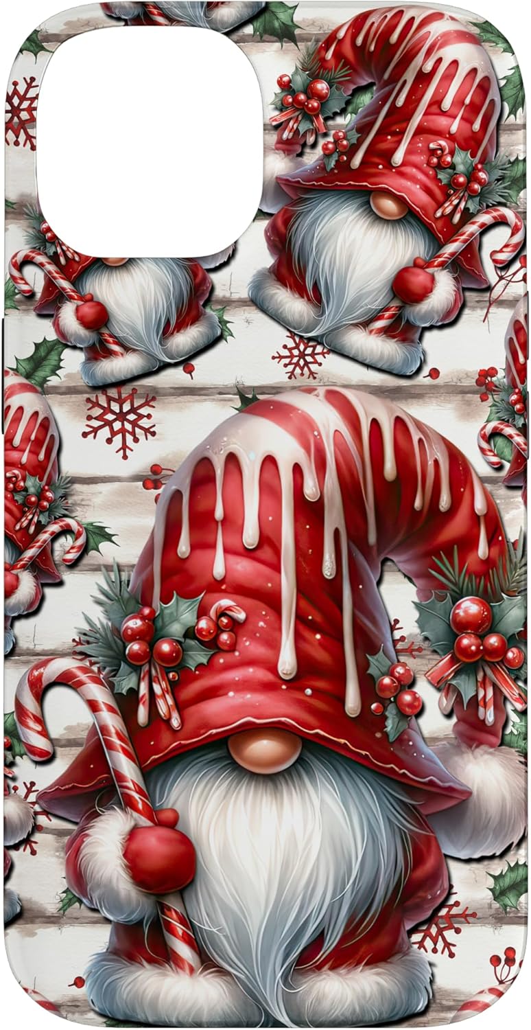 Cute Christmas Phone Accessories With Xmas Gnome Candy Cane Case for iPhone 12/12 Pro