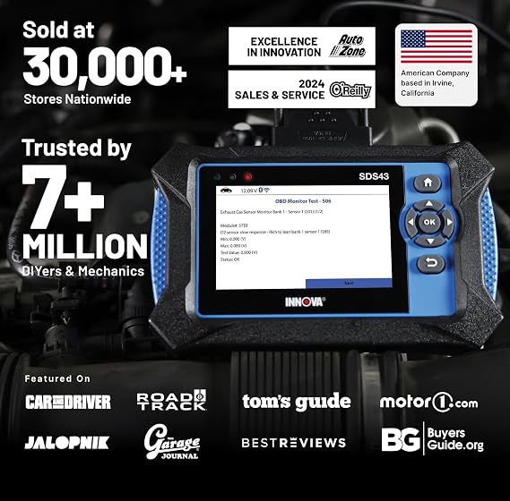 Innova SDS43 OBD2 Scanner Diagnostic Tool - Bidirectional Tablet Scanner for Engine, ABS, SRS, Transmission - Compatible with Most Vehicles