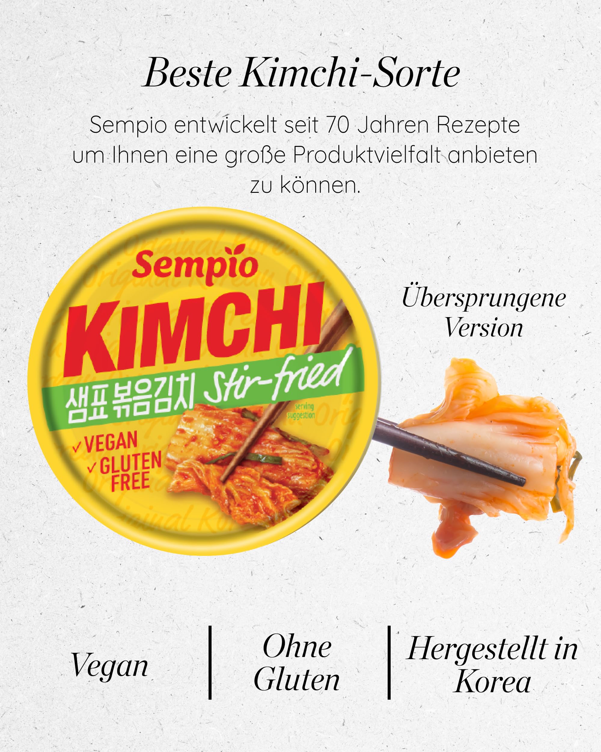 Sempio Kimchi en Lata (Salteado, 160g x 12) - Auténtico Kimchi Coreano de Col Napa en Lata. Vegano, No Transgénico