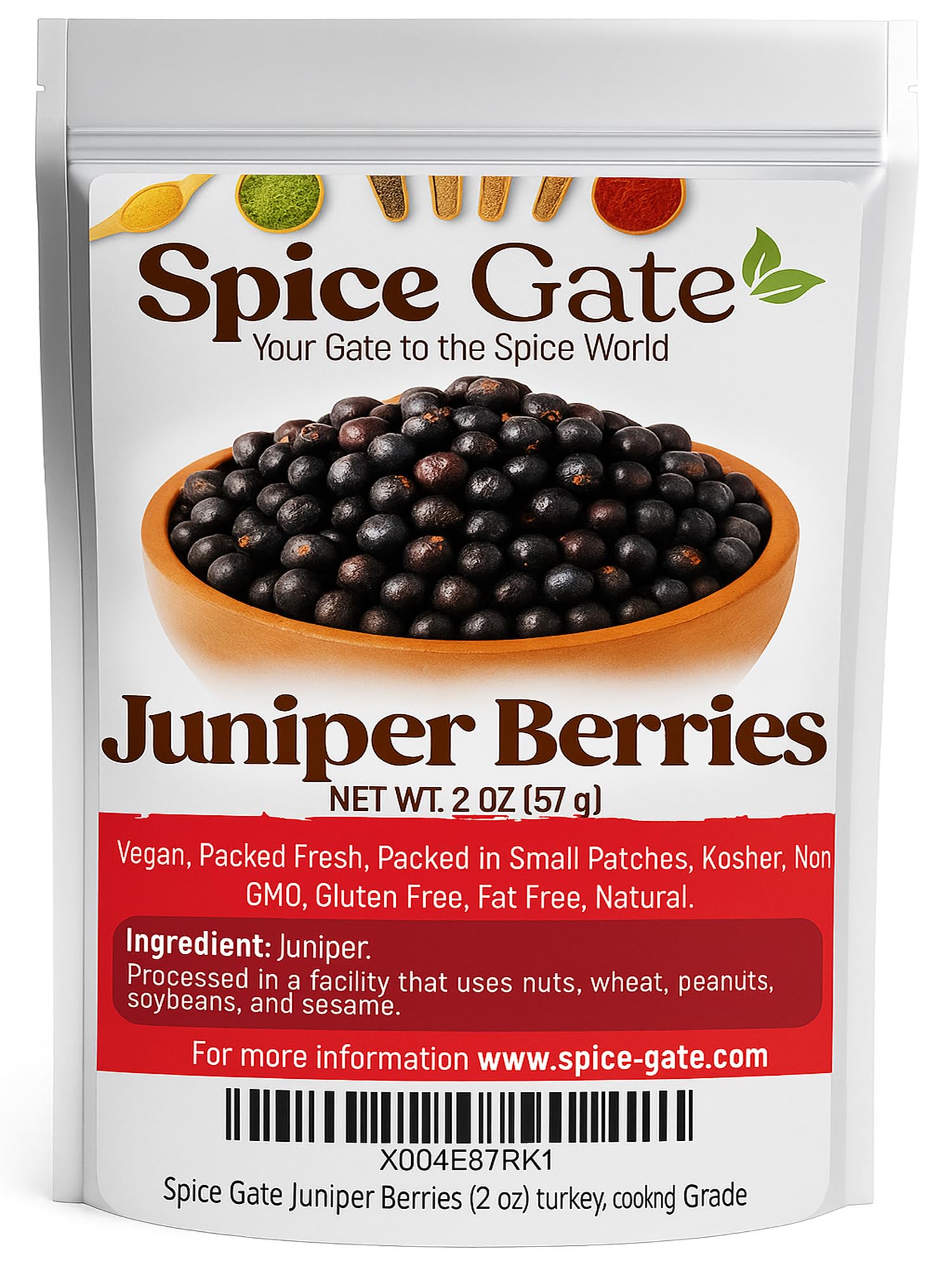 Spice Gate Juniper Berries - Whole Berries (2 oz) ideal for meat, turkey, cooking, soups, tea