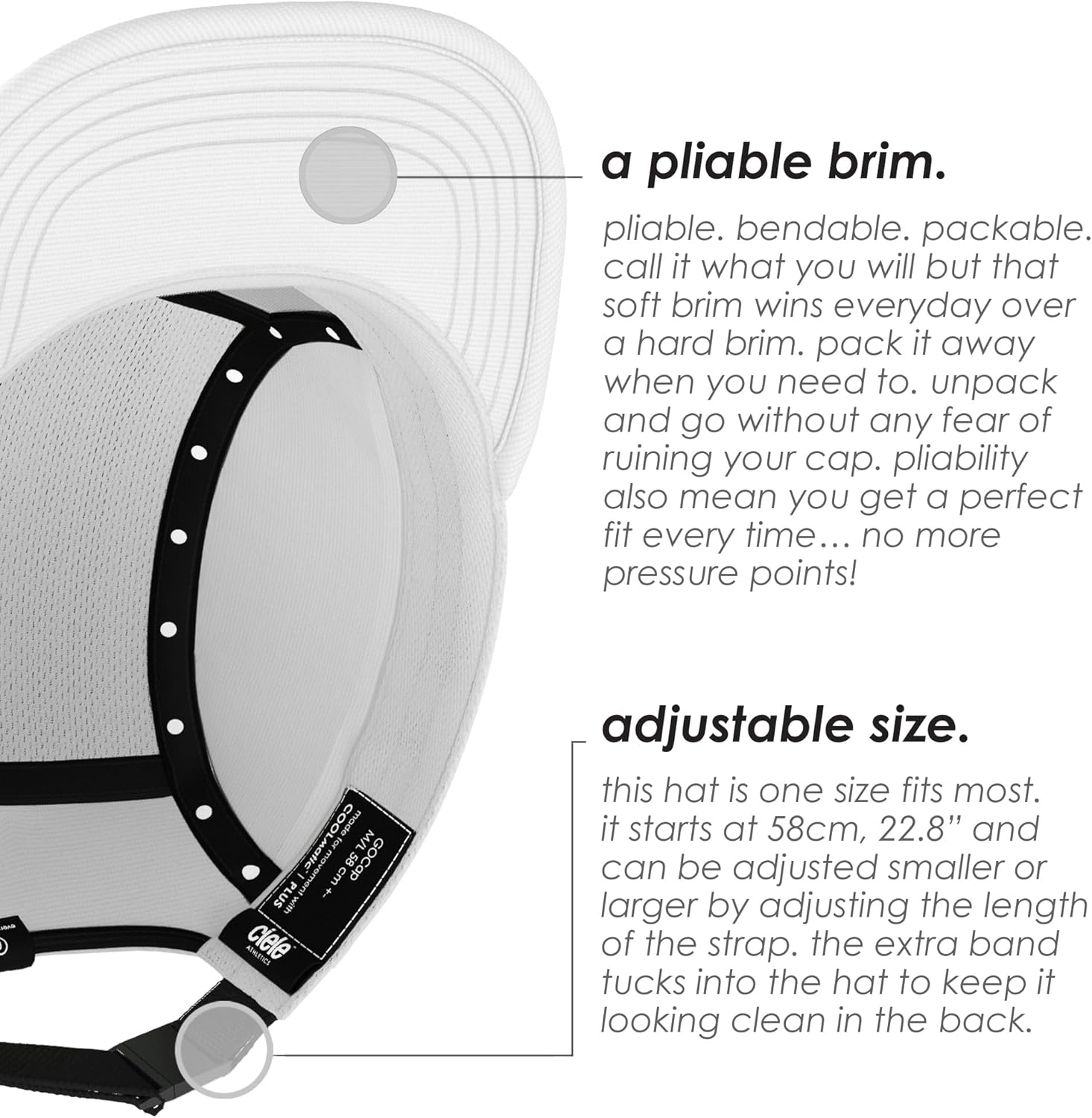 Ciele Athletics GOCap - Premium Washable Moisture Wicking Hat with Sun Protection, 5-Panel Knit Running Hat - Ghost - Image 3