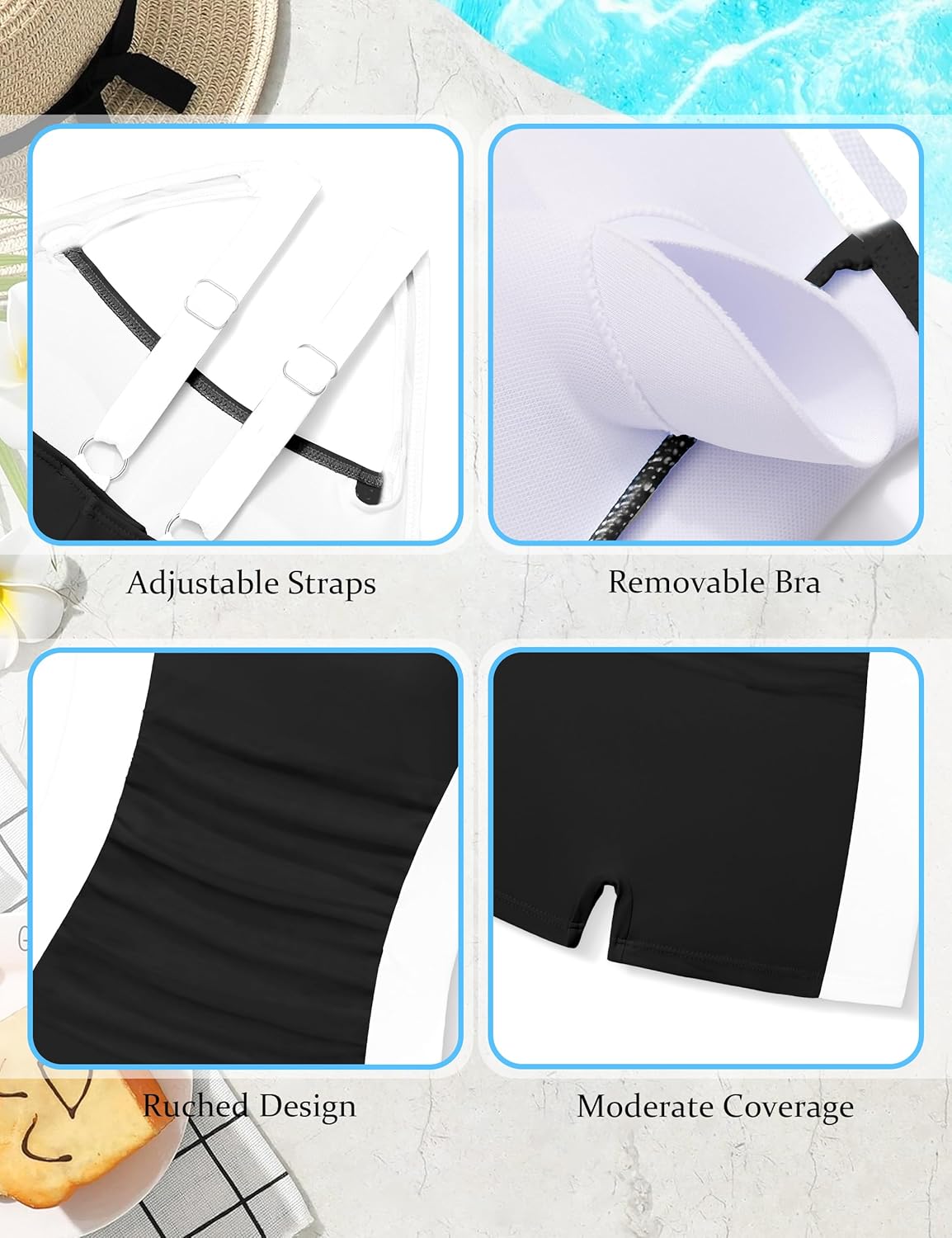 Girls Swimsuit One Piece Swimsuits Color Block Bathing Suit for Teens Ruched Swimwear with Padded 9-16Y - Image 6