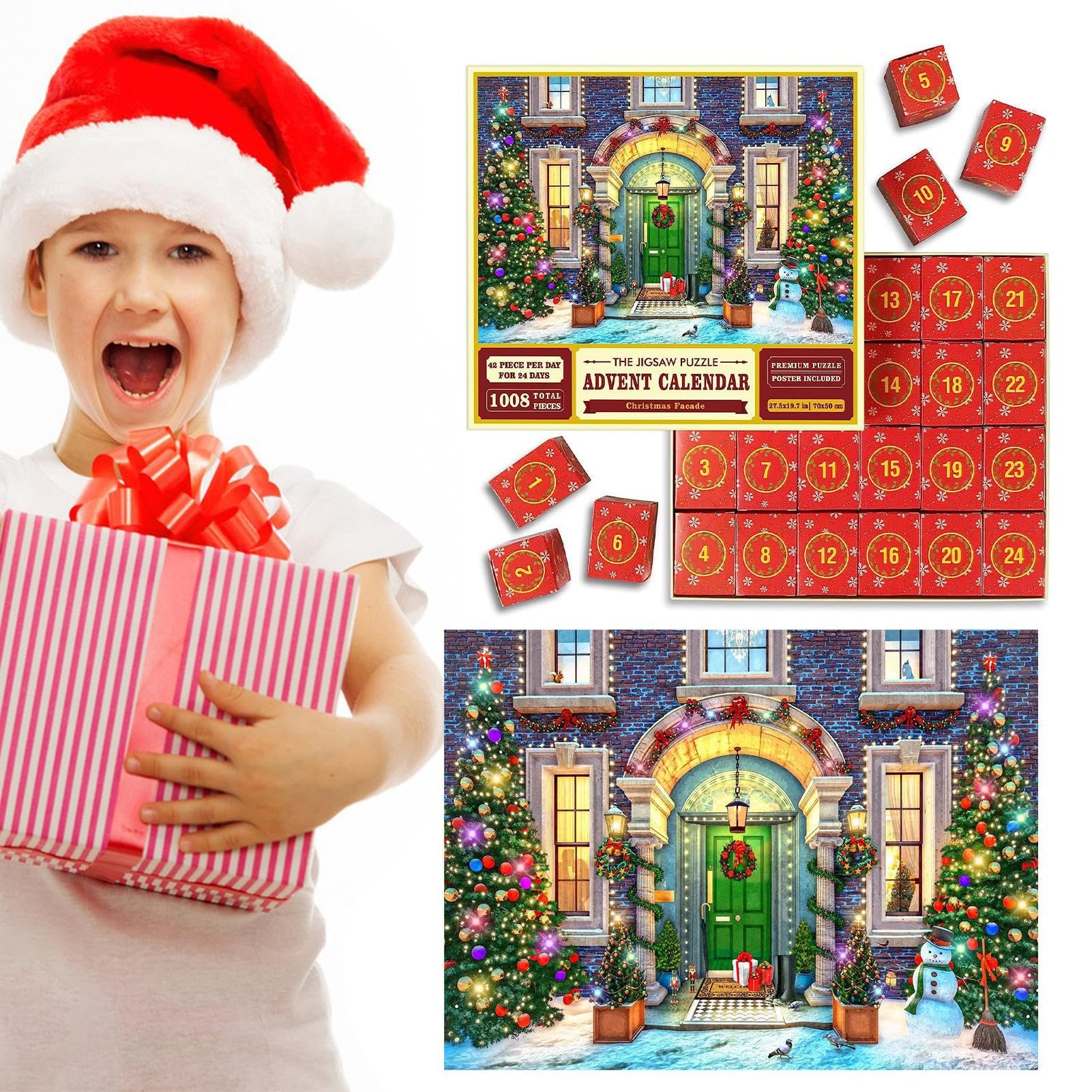 Christmas Countdown Puzzles Gift, Advent Calendar Jigsaw Puzzles, Christmas Themed Wedding Party Favors For Kids Children Christmas Gift