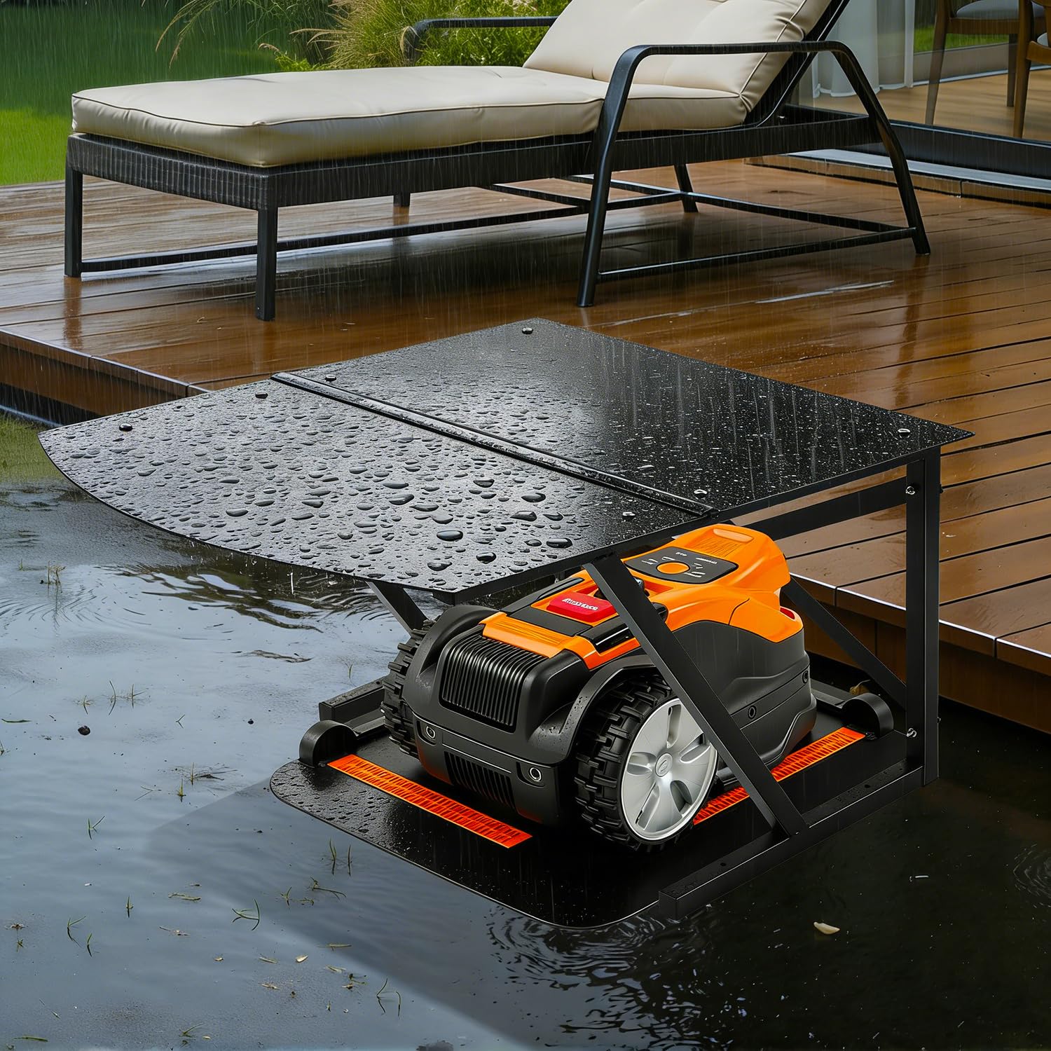 Garaż dla robota koszącego, wiata dla robota koszącego, garaż dla robota koszącego, dach, robot koszący do trawnika, garaż dla robota koszącego, odporny na warunki atmosferyczne, łatwa