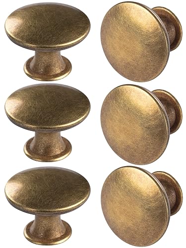 6 Pack Brass Round Antique Brass Kitchen Cabinet Knobs Cupboard