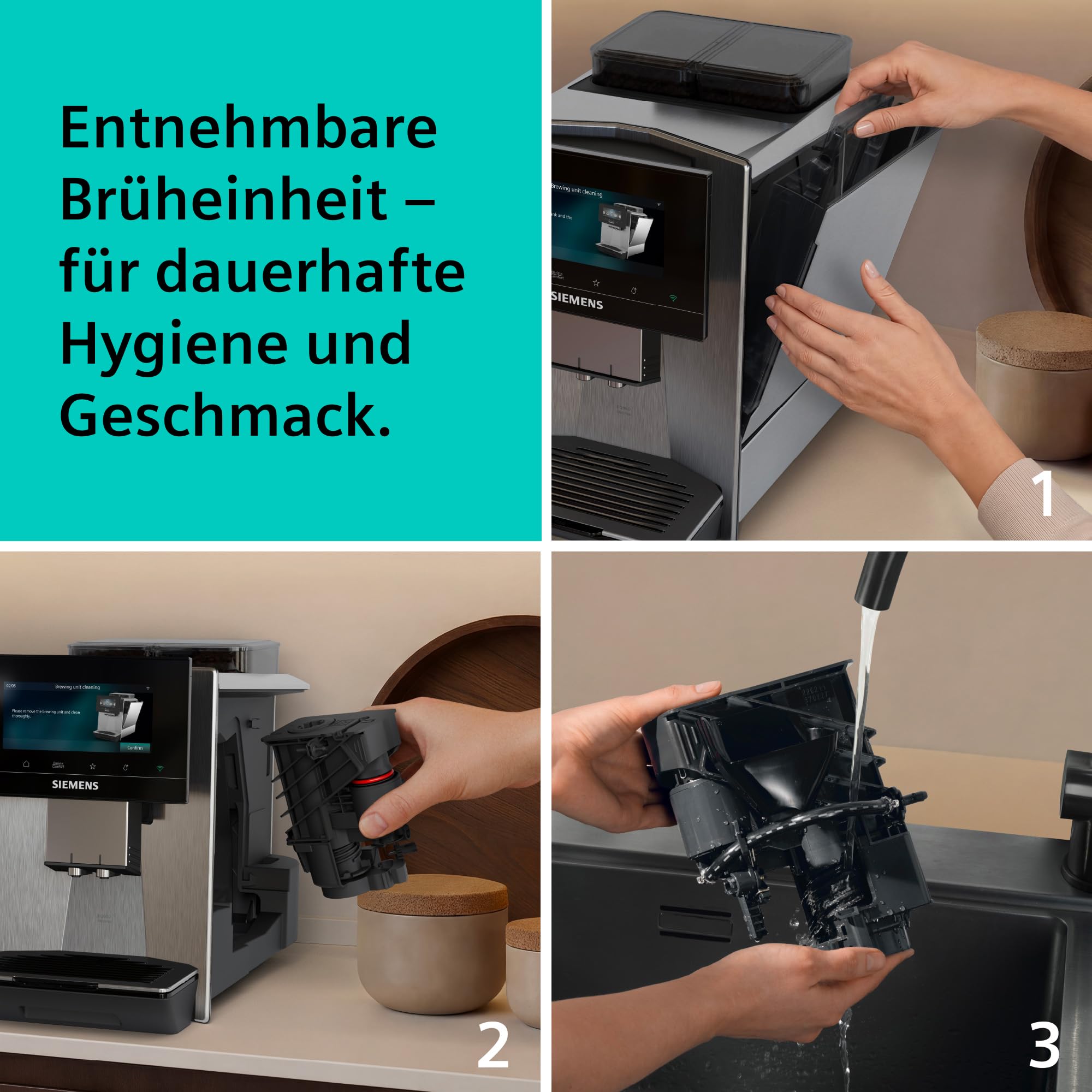 Siemens EQ900 Kaffeevollautomat iAroma, Full-Touch-Display, 2 Bohnenbehälter, Silber, TQ927E03