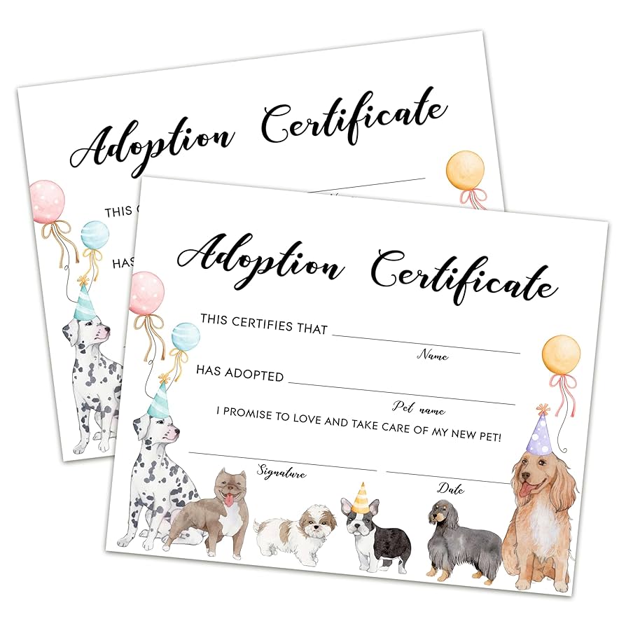 amazon-com-pet-adoption-certificate-adopt-a-pet-certificate-for-girl-boy-puppy-dog-adoption-party-decorations-puppy-birthday-party-favors-lets-pawty-party-supplies-10-adoption-certificates-cc05-office-products for Free Printable Puppy Adoption Certificate Amazon.com : Pet Adoption Certificate - Adopt A Pet Certificate for Girl Boy- Puppy Dog Adoption Party Decorations - Puppy Birthday Party Favors - Lets Pawty Party Supplies, 10 Adoption Certificates (CC05) : Office Products for Free Printable Puppy Adoption Certificate