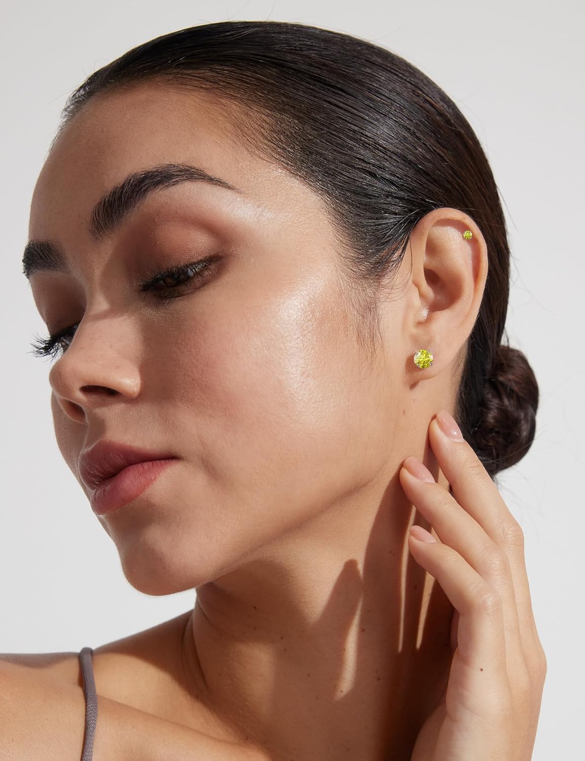 6 Pairs Stud Earrings Set, Hypoallergenic Cubic Zirconia 316L Earrings Stainless Steel CZ Earrings 3-8mm (Steel color) - Image 2