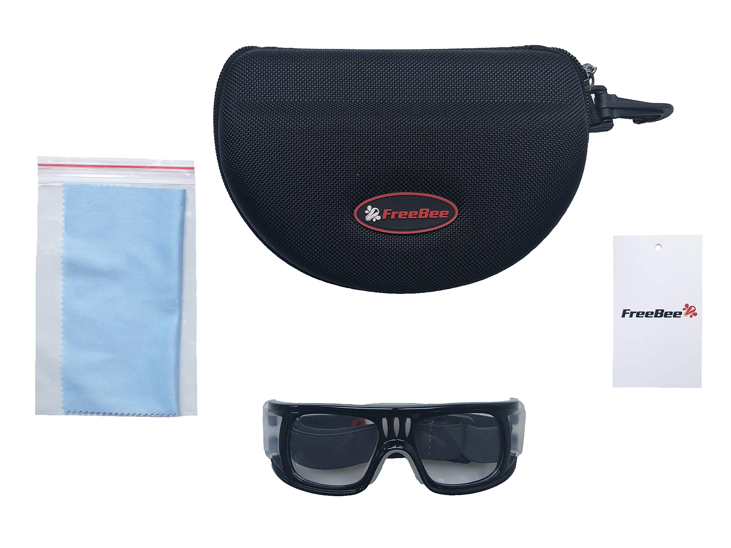 Freebee Gafas deportivas de seguridad, gafas protectoras para adultos, baloncesto, fútbol, raquetbol, voleibol, fútbol, bádminton (negro)