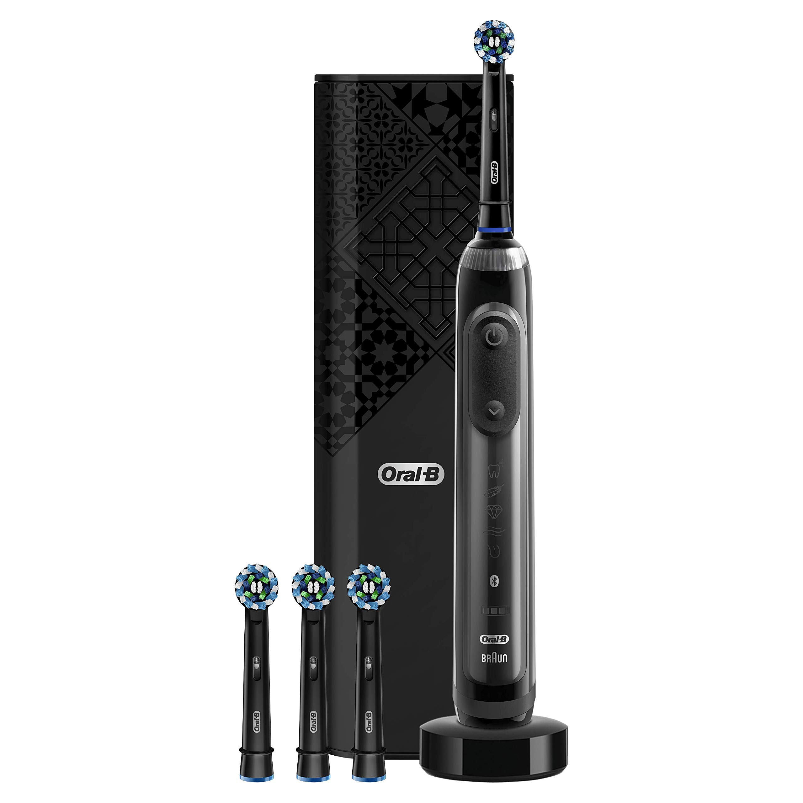 Oral-B Genius X Luxury Brosse à Dents Électrique Rechargeable avec 1 Manche Intelligence Artificielle, Anthracite, 4 Brossettes et 1 Étui de Voyage Premium Offert