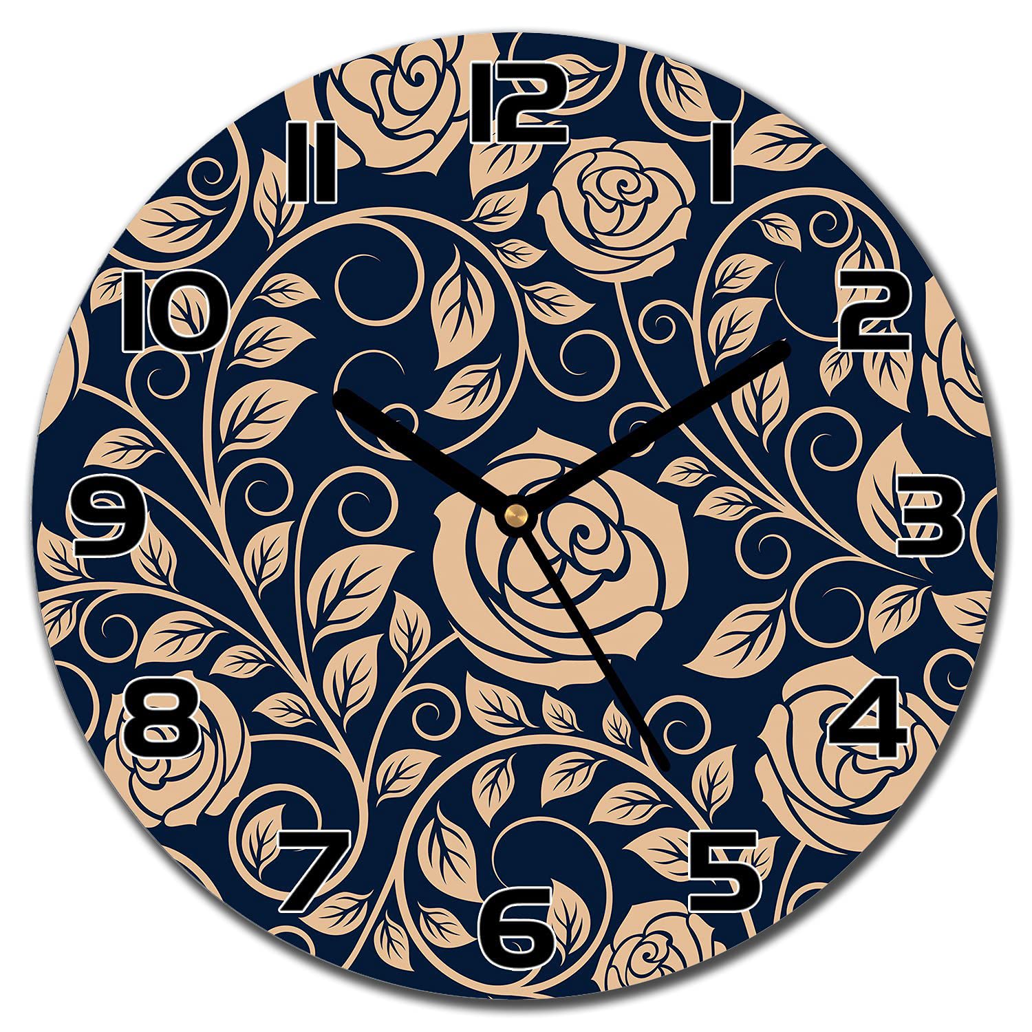 Horloge en verre moderne 30 cm Coloray salon cuisine roses vintage