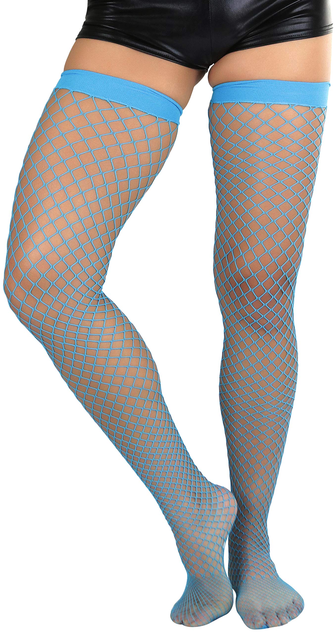 ToBeInStyle Women’s Vibrant Large Net Fishnet Thigh High Elastic Nylon Novelty Stockings