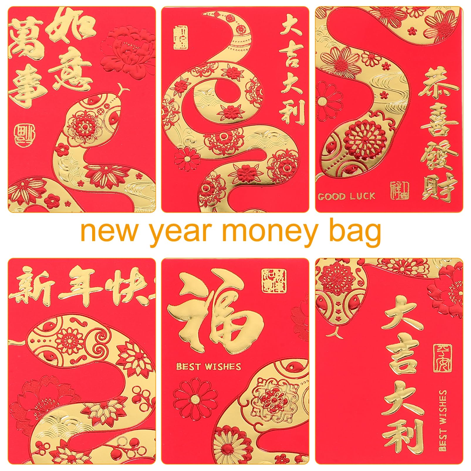 PartyKindom 36pcs Year Red Envelope Bag Chinese Year Envelopes Spring Festival Packet for Lunar Decorations Paper Packets Traditional Money Pouches - Image 4