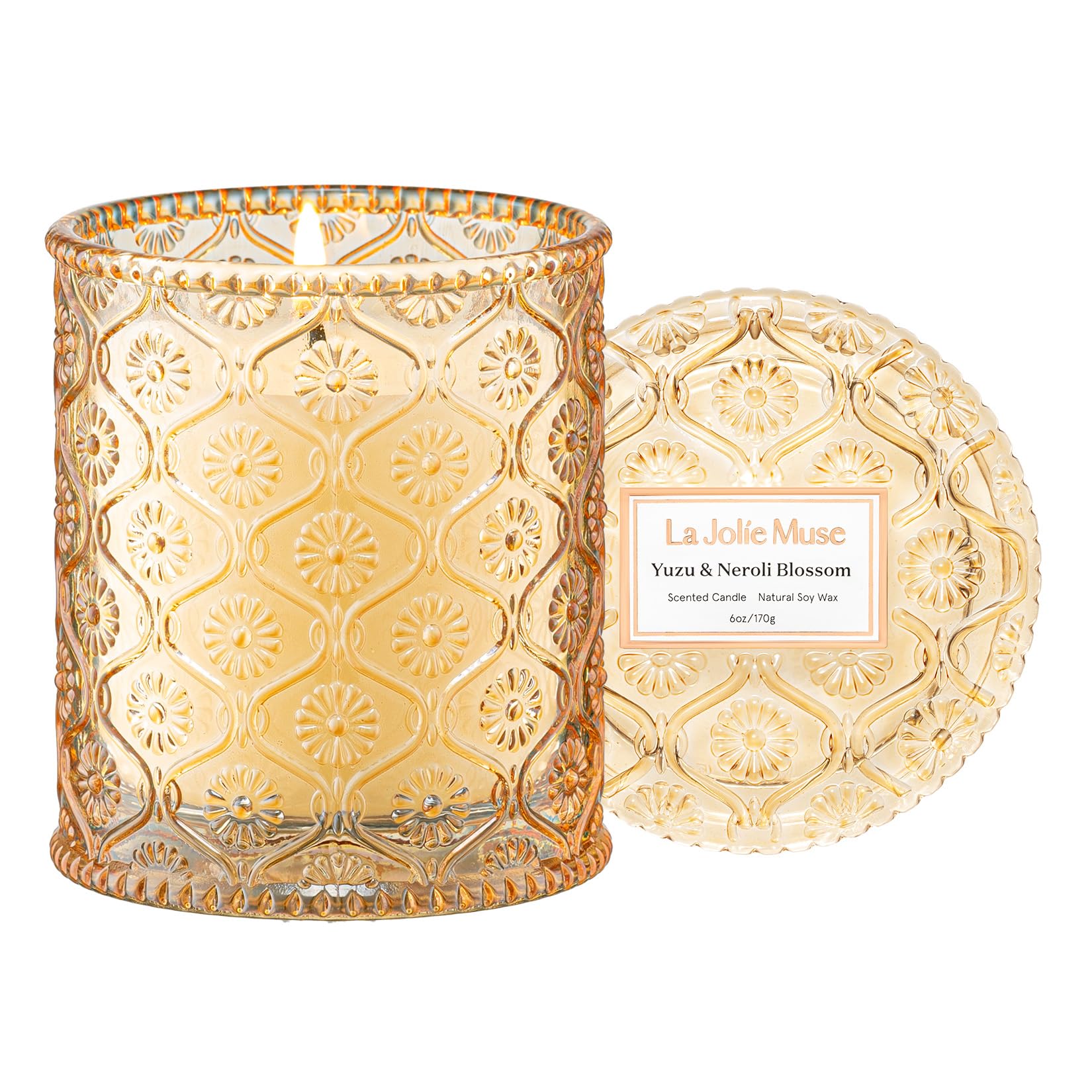 LA JOLIE MUSE Yuzu & Neroli Blossom Scented Candles, Candles Gifts, Natural Soy Candle, Candles for Home Scented