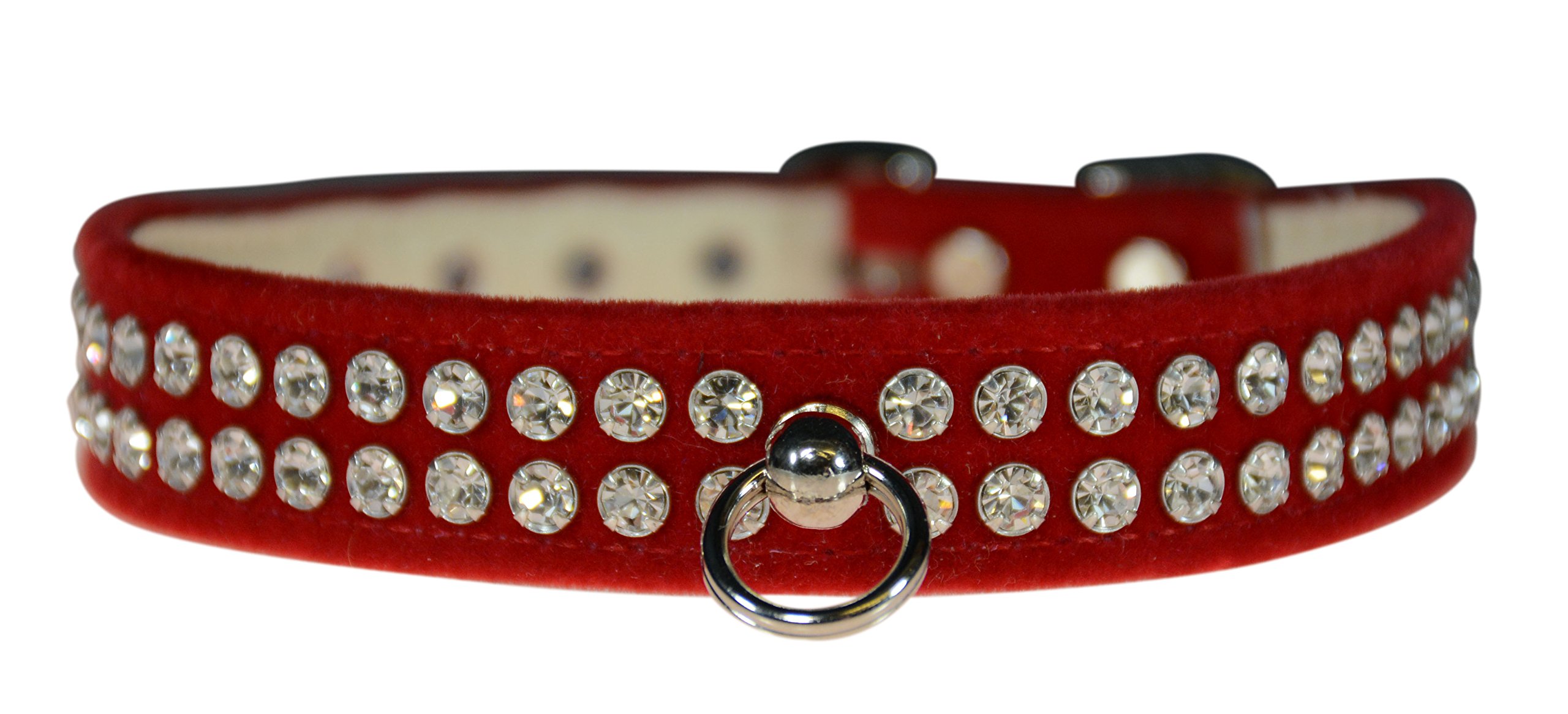 Collier en velours rouge taille 20 avec bijoux en cristal étincelant de 3/4 pouce