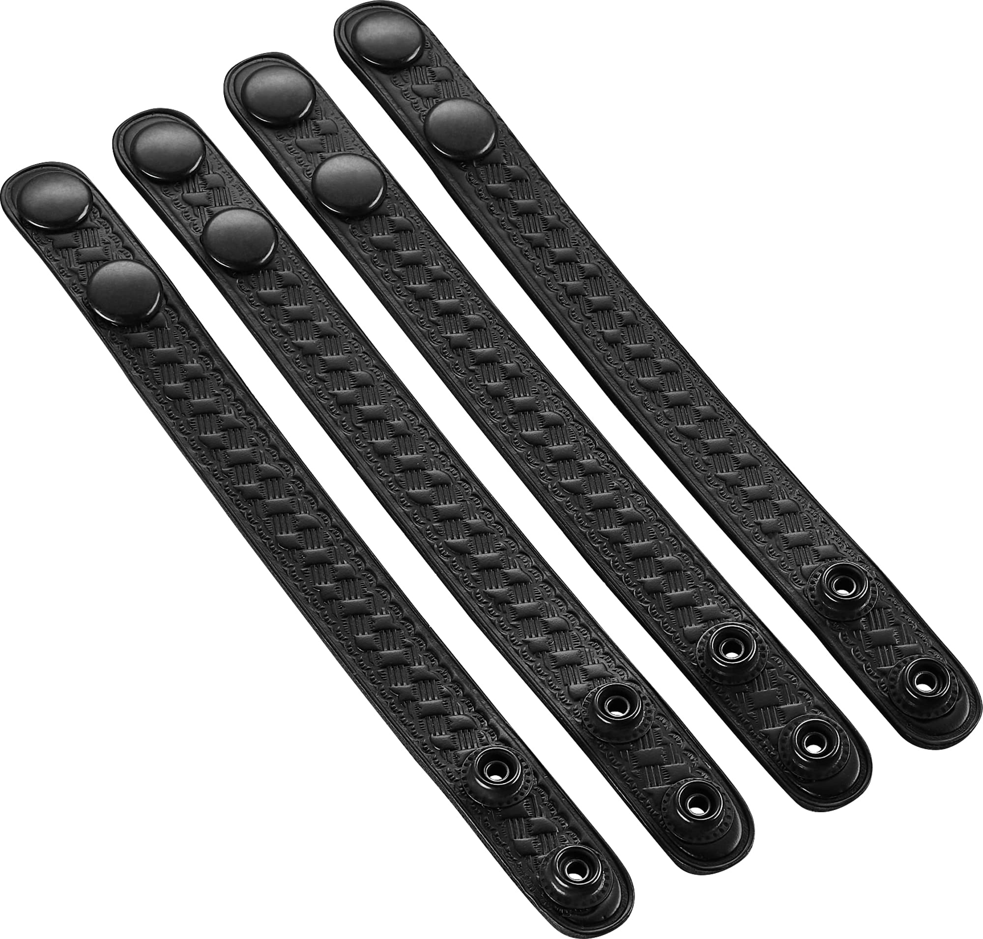 Perfect Fit Shield Wallets 3/4 Inch Duty Belt Keeper for Belts up to 2.25 inches Wide Leather Basketweave with Black Snap (4 Pack)