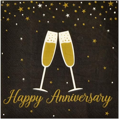 Miniatura 7 de BLUE PANDA 144 piezas de decoraciones y suministros para fiesta de feliz aniversario, incluye platos, servilletas, tazas y cubiertos, juego a granel