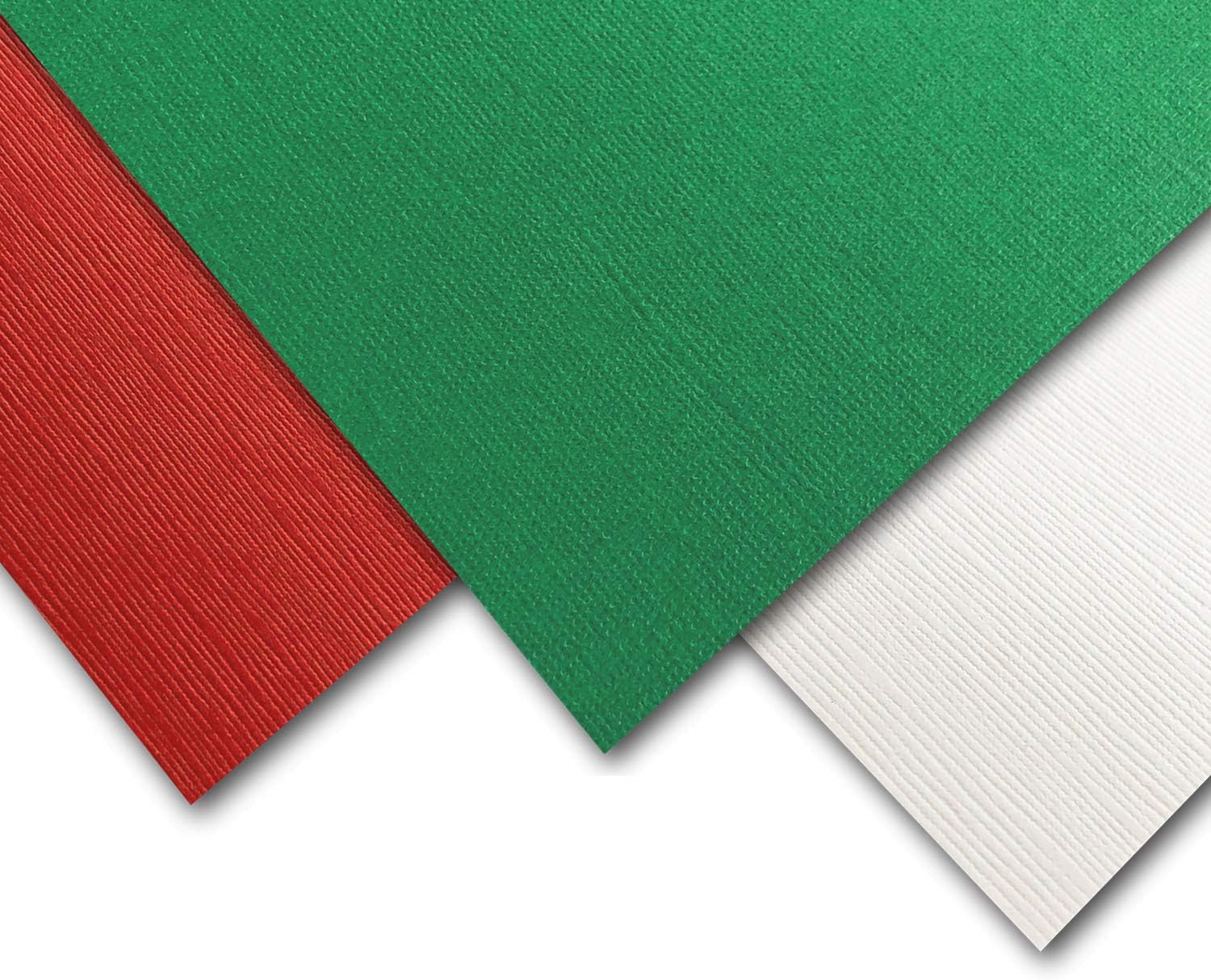 Premium Christmas Colored Card Stock - 80# Cover - Canvas Texture - Holiday Season White, Green, and Red Assortments - Great for Holiday Crafts (4 x 6)