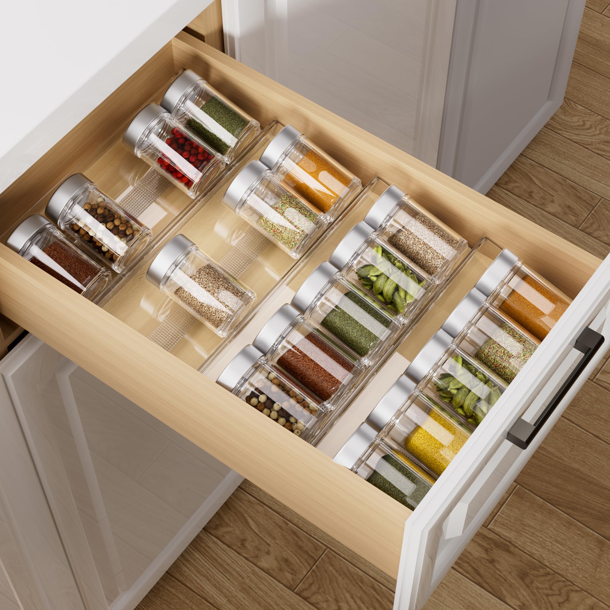Amazon.com: MIUKAA Acrylic Spice Drawer Organizer Insert, 4 Pack-2